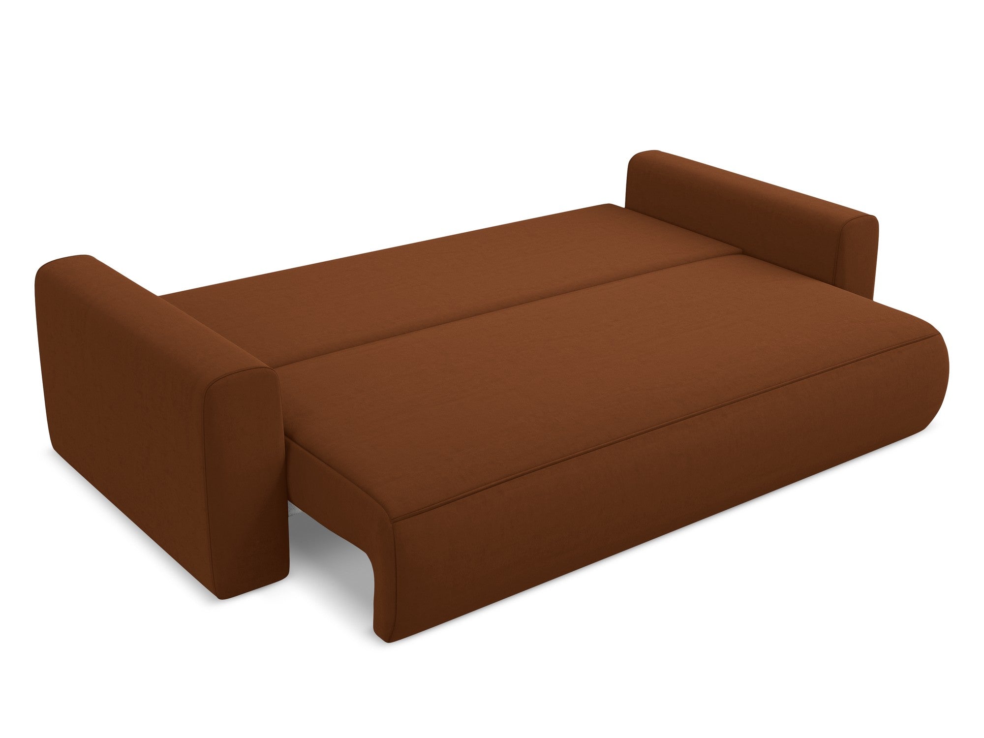 Velvet 3-Seater Sofa with Sleeping Function KAPUA Terracotta