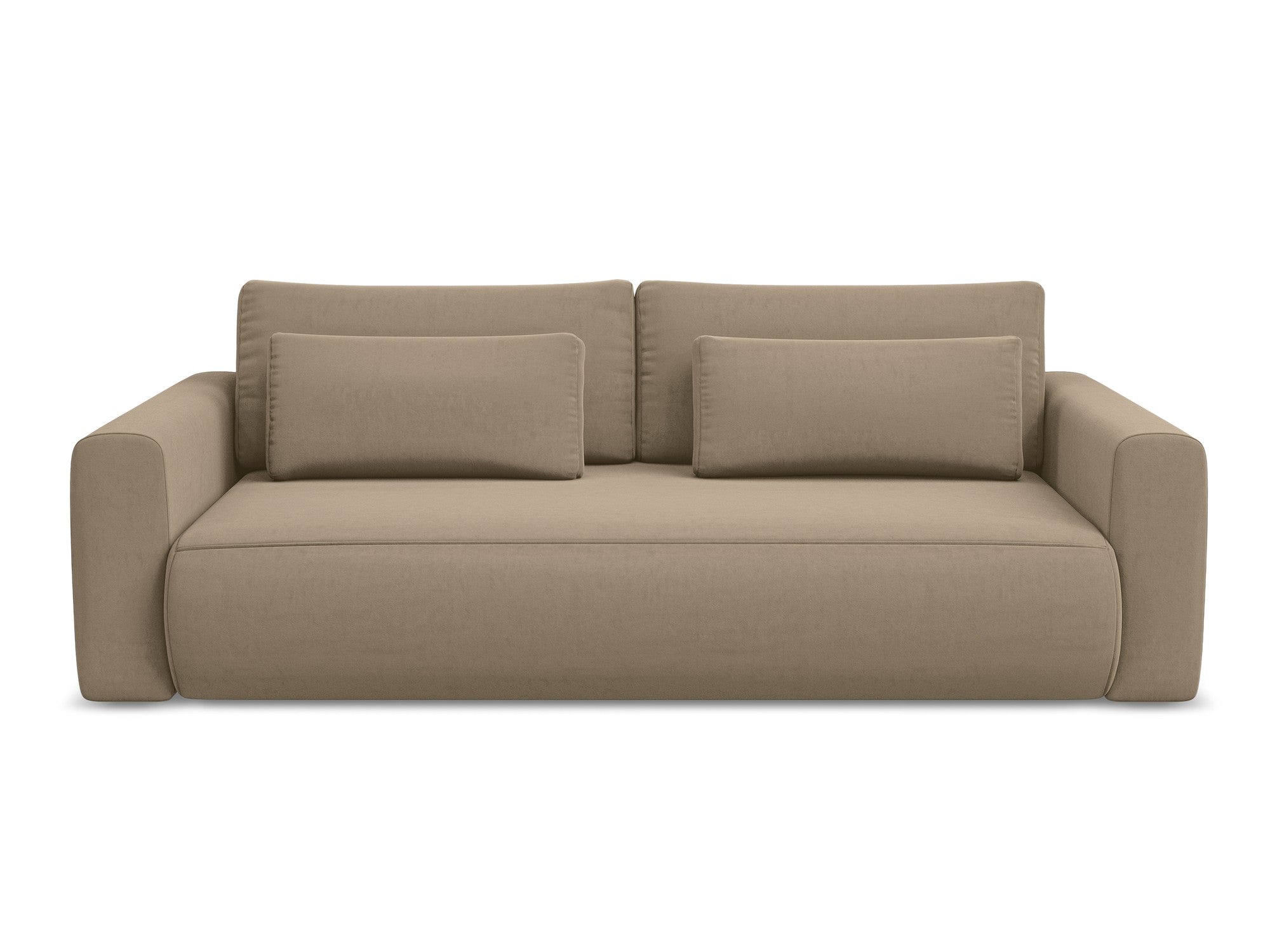 Velvet 3-Seater Sofa with Sleeping Function KAPUA Dark Beige
