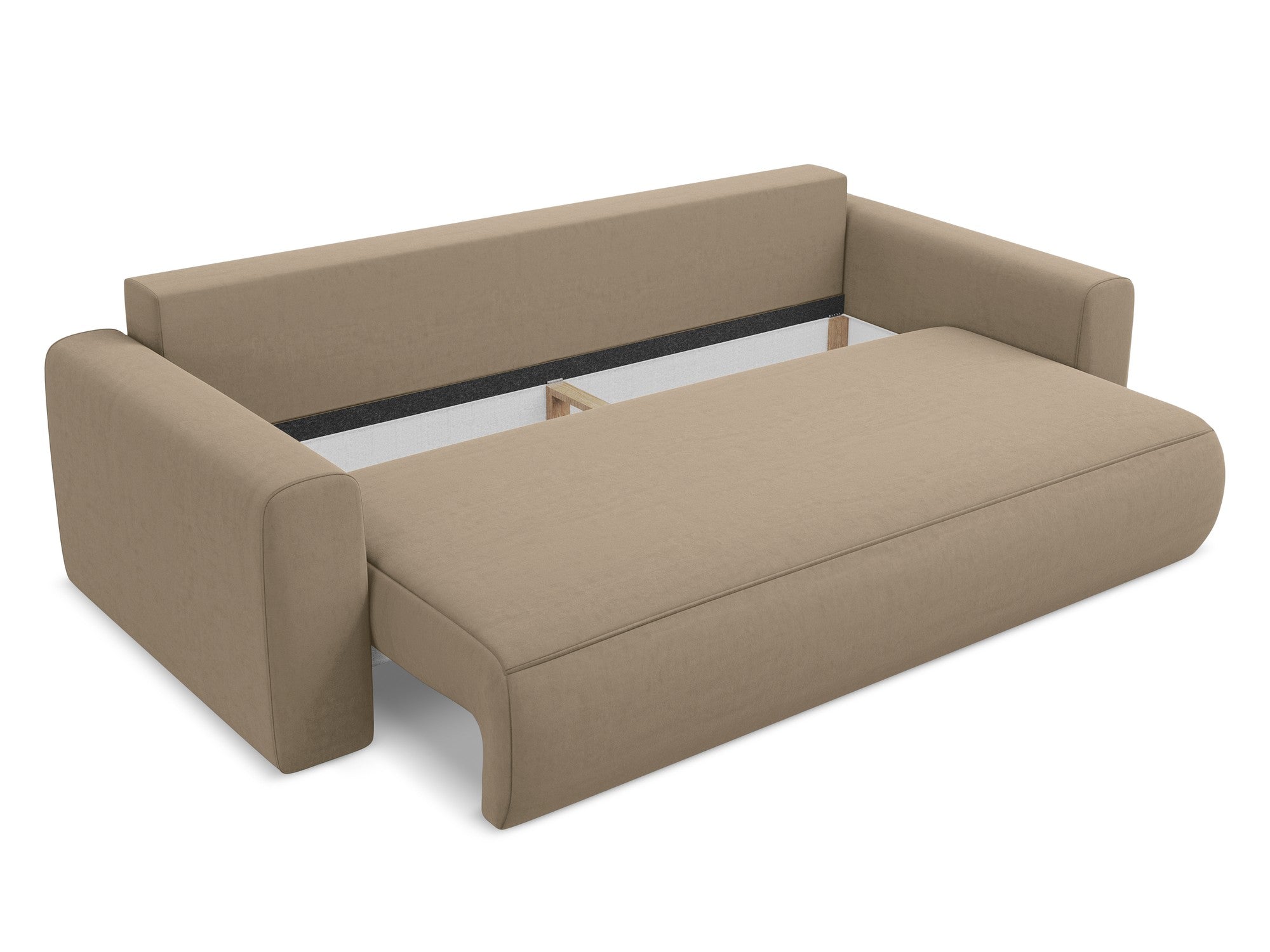 Velvet 3-Seater Sofa with Sleeping Function KAPUA Dark Beige