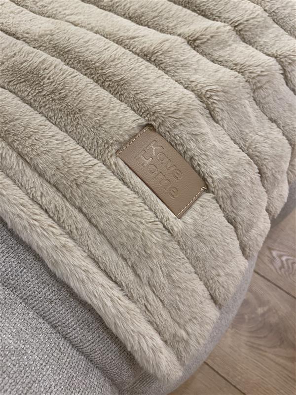 Kave Home Beige Fur Stool - Display Model