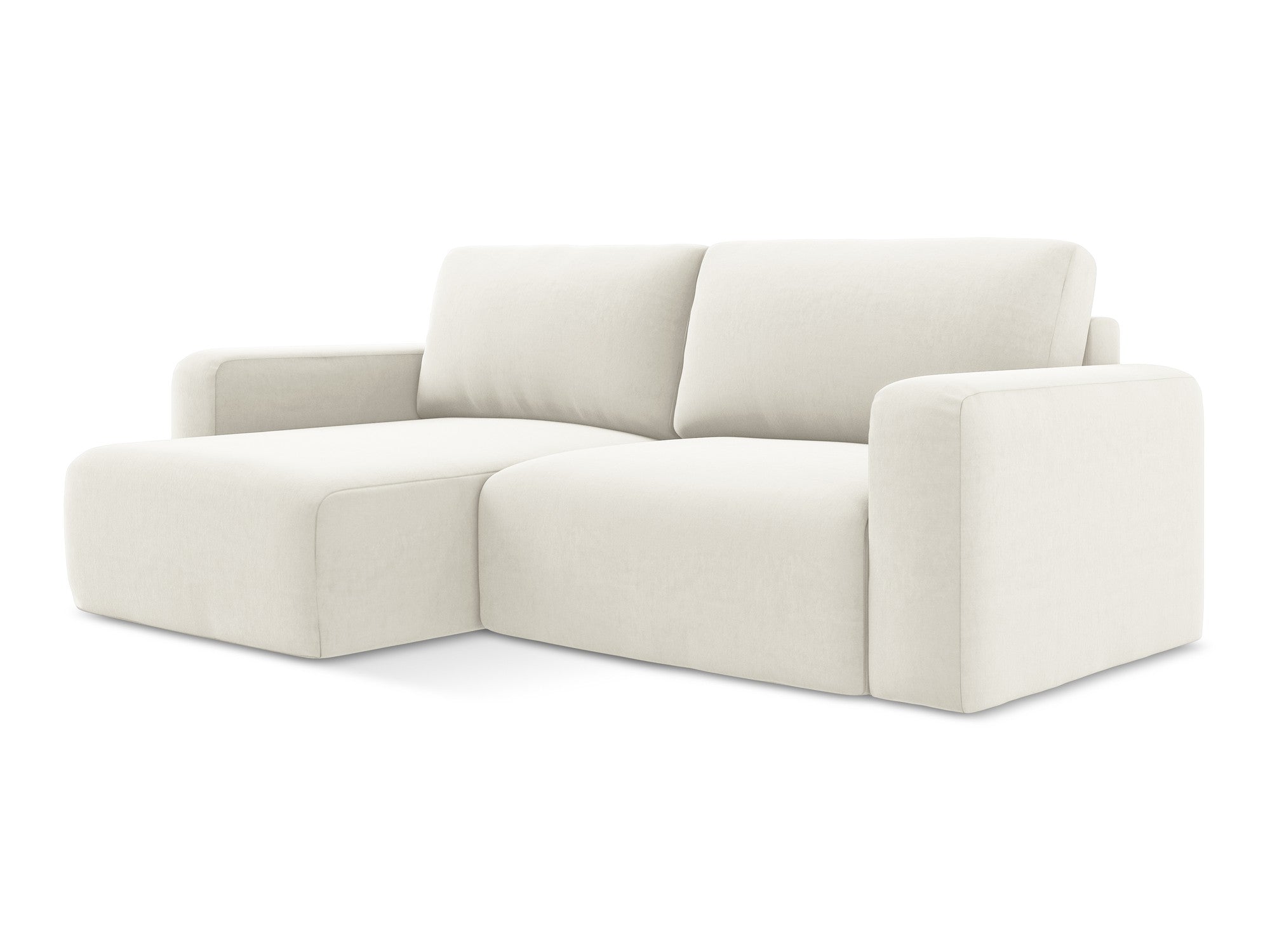 Left-facing velvet corner sofa bed KONA light beige