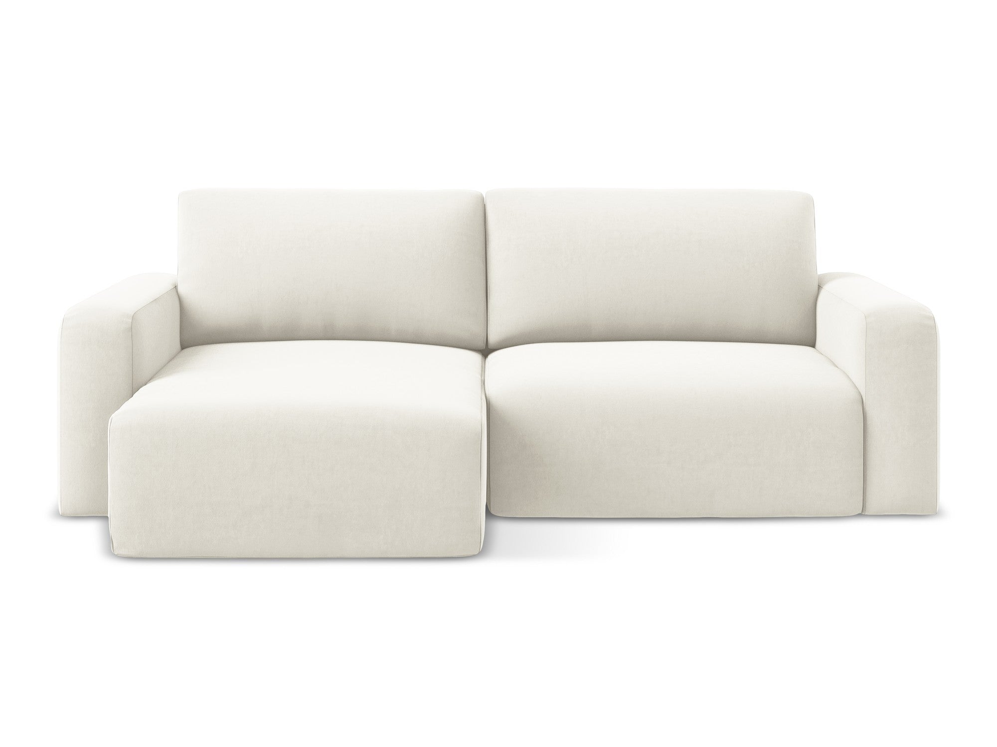 Left-facing velvet corner sofa bed KONA light beige