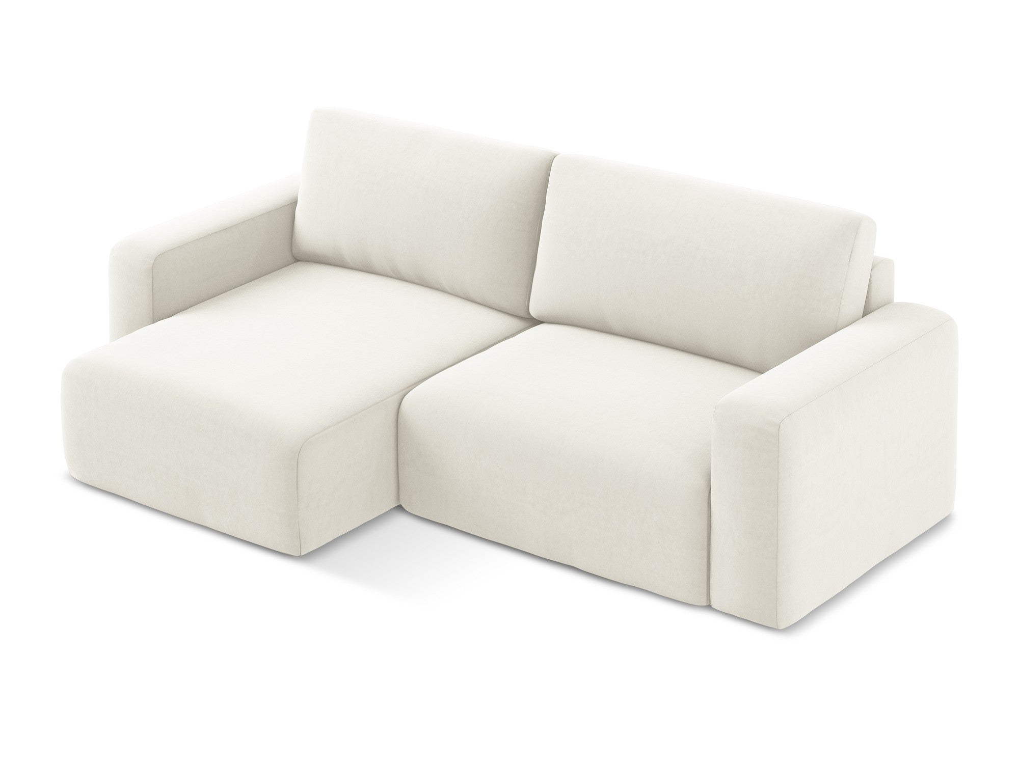 Left-facing velvet corner sofa bed KONA light beige