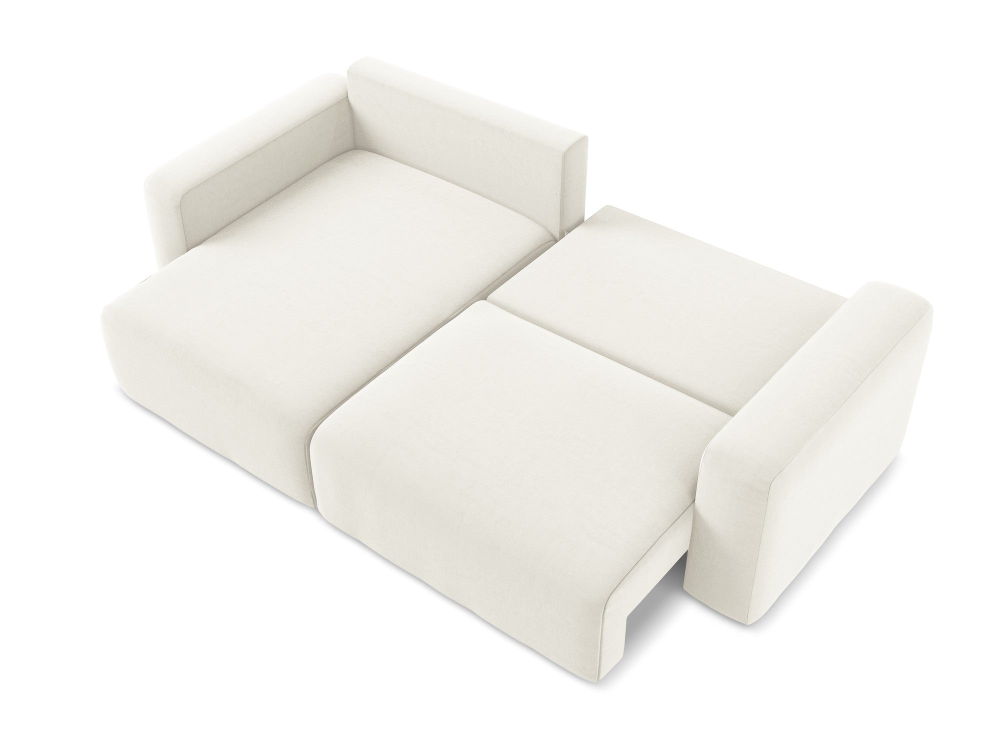 Left-facing velvet corner sofa bed KONA light beige