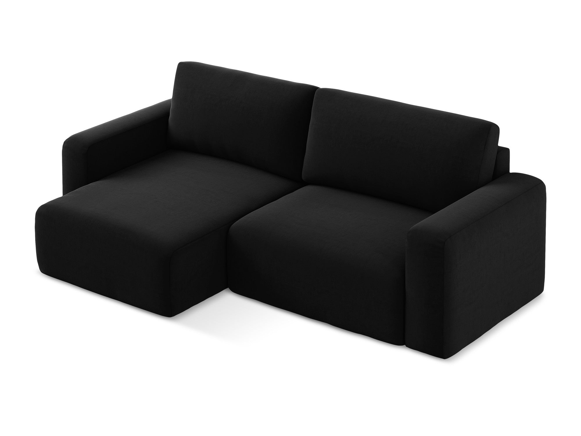 Samt-Ecksofa links mit Schlaffunktion KONA schwarz