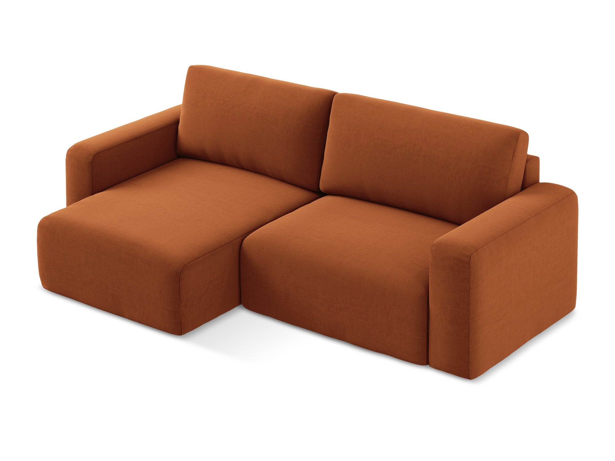 Samt-Ecksofa links mit Schlaffunktion KONA Terrakotta