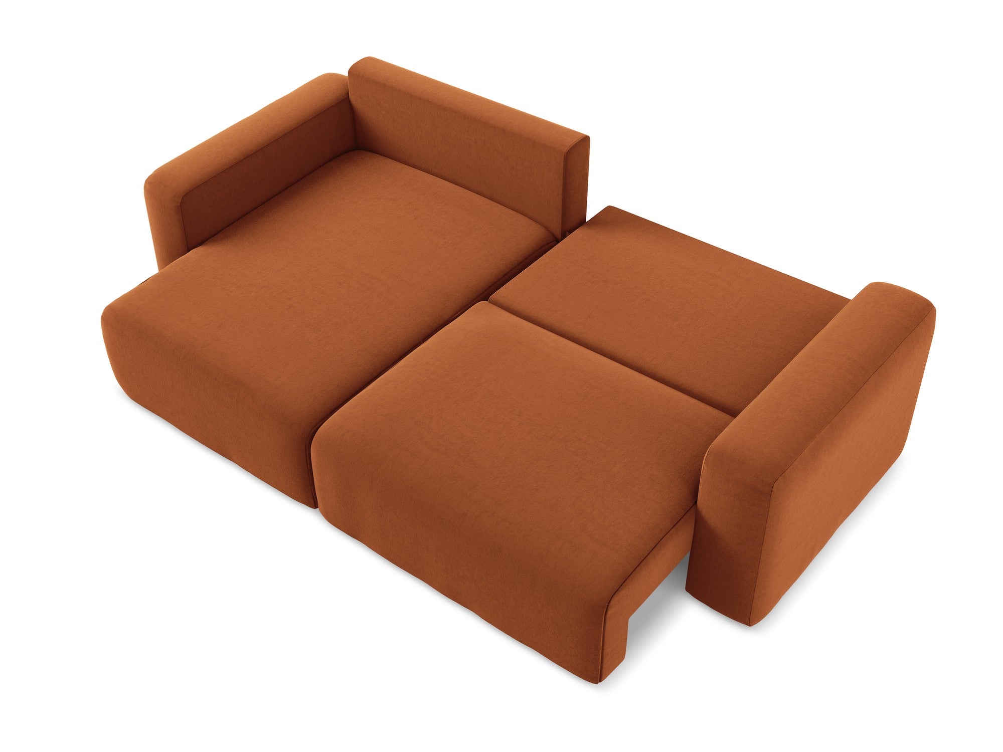 Samt-Ecksofa links mit Schlaffunktion KONA Terrakotta