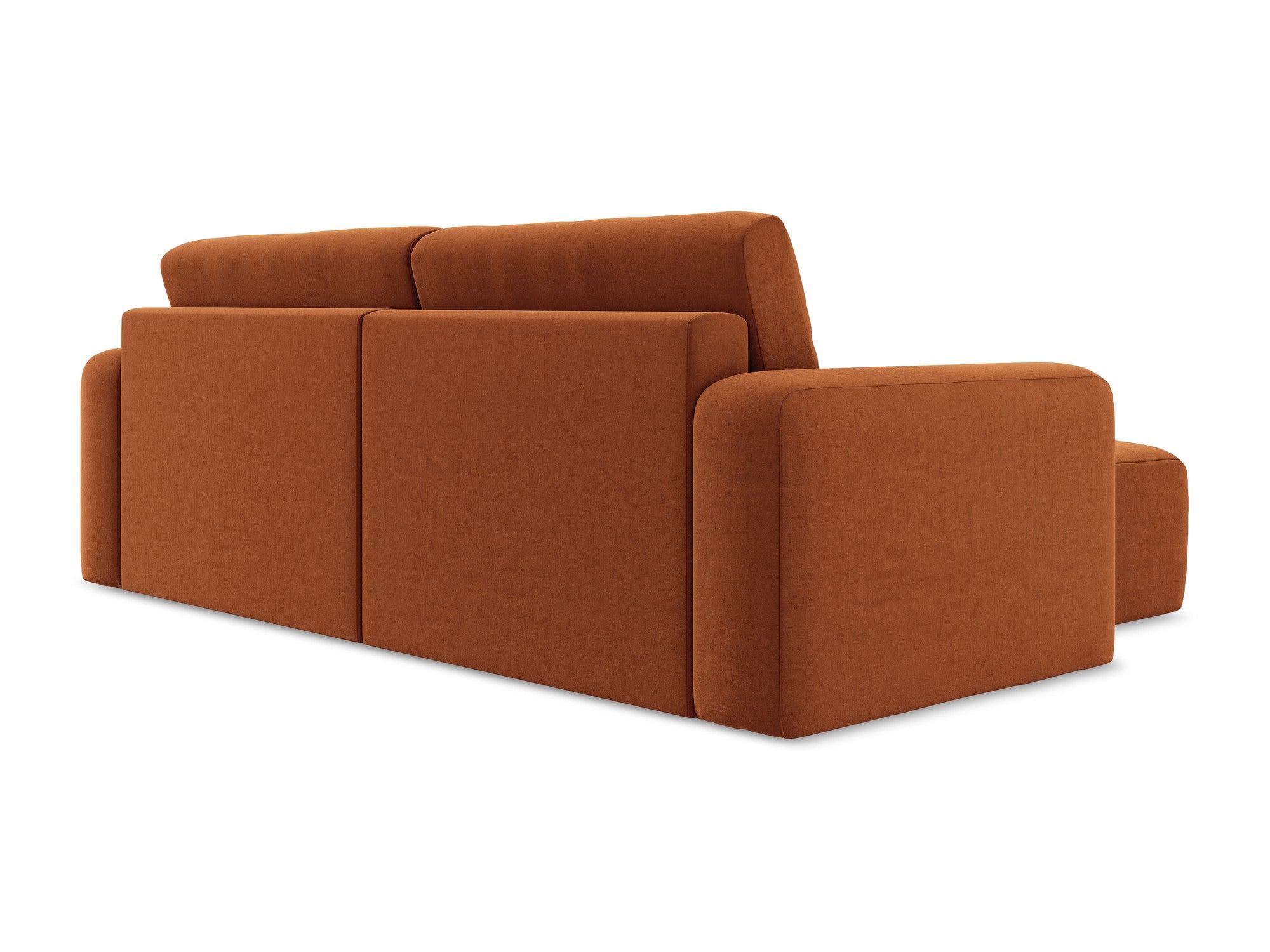 Samt-Ecksofa links mit Schlaffunktion KONA Terrakotta