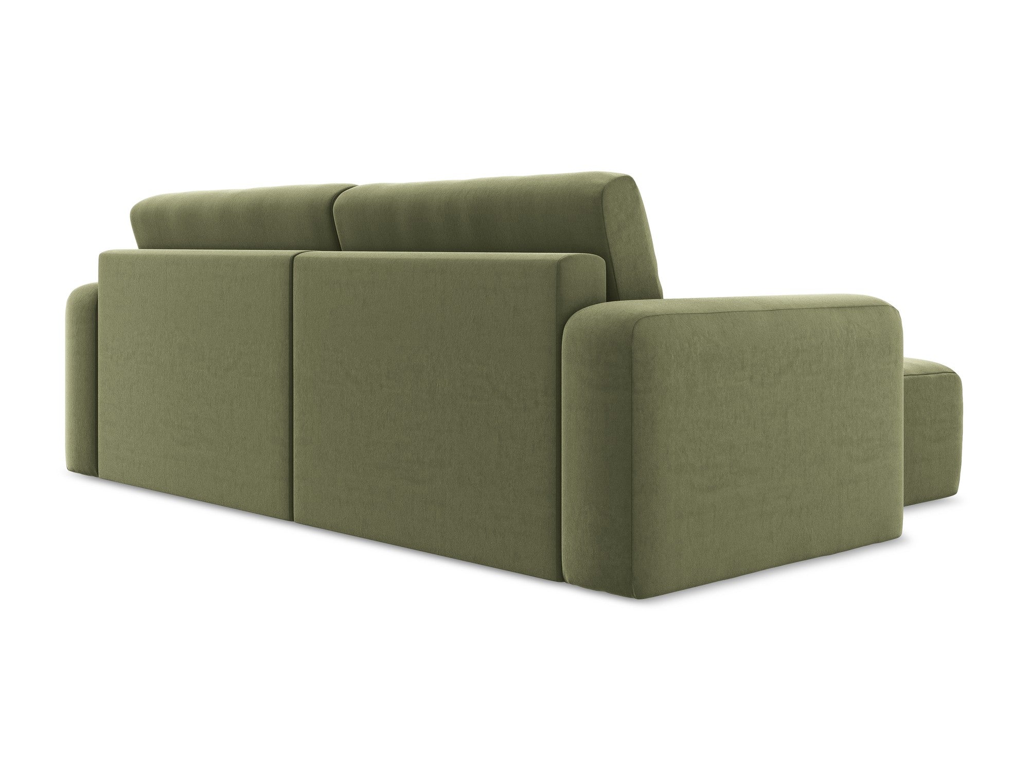 Samt-Ecksofa links mit Schlaffunktion KONA olivgrün