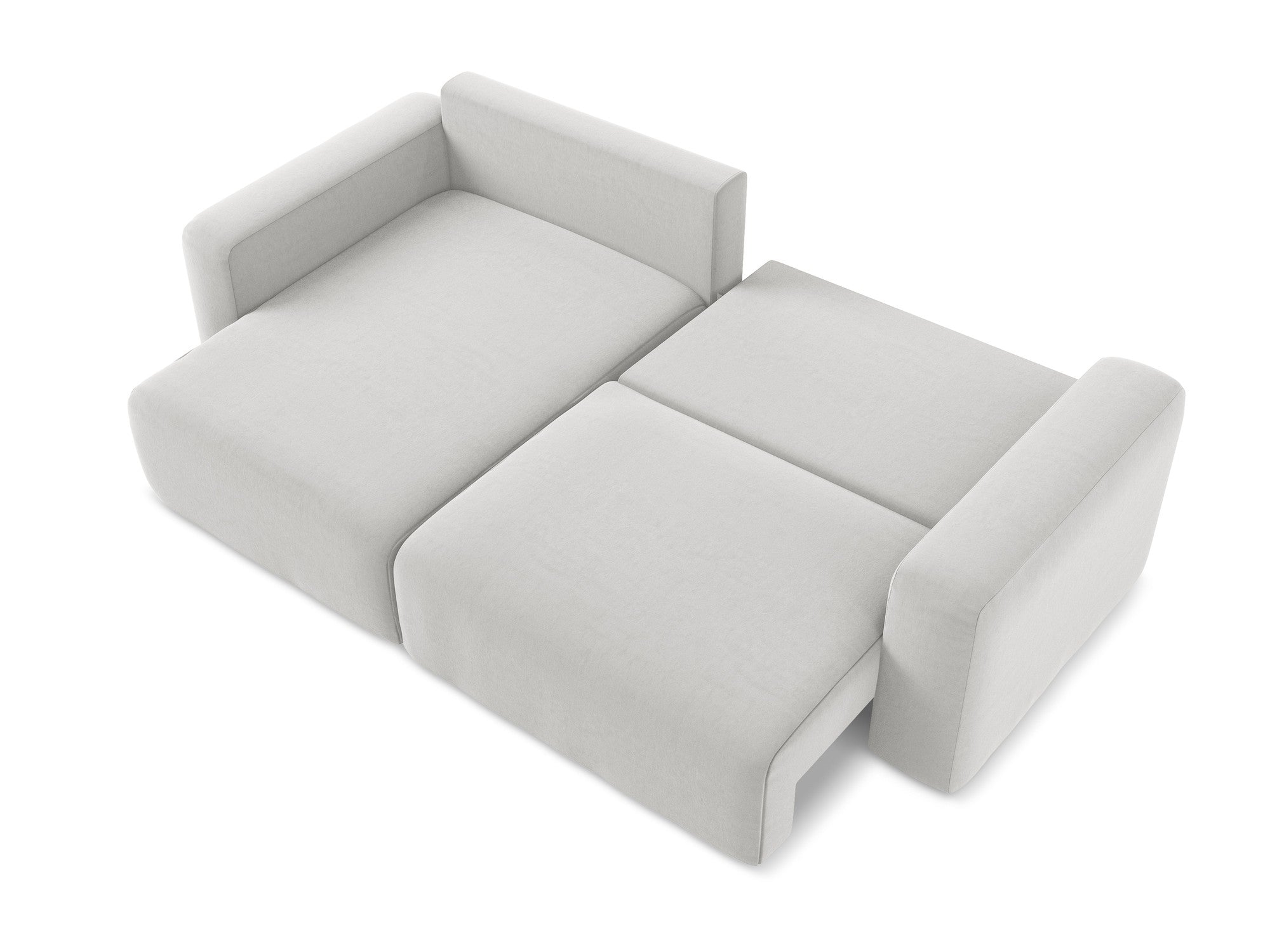 Samt-Ecksofa links mit Schlaffunktion KONA silbergrau