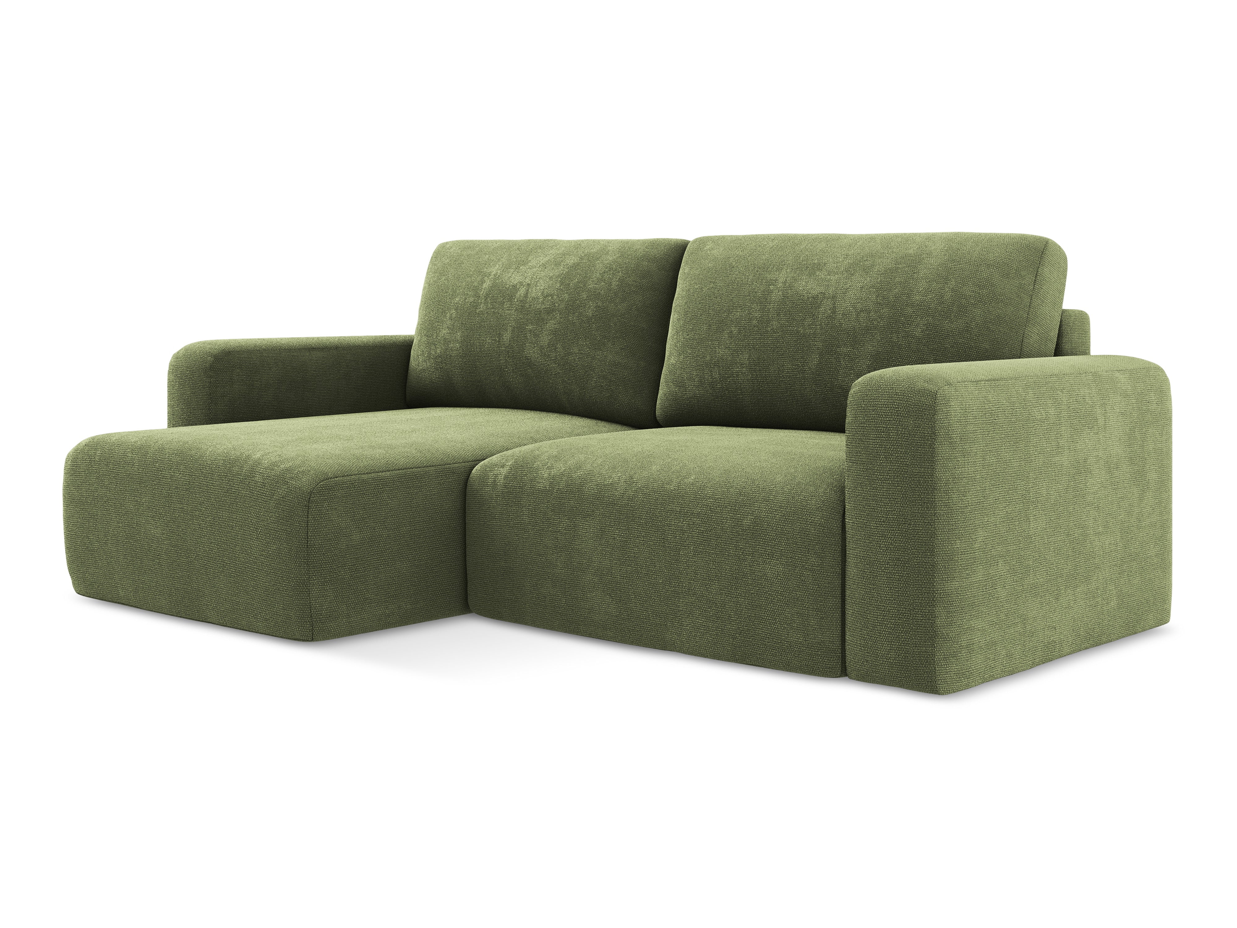 Linksseitige Schlafcouch KONA in grünem Chenille