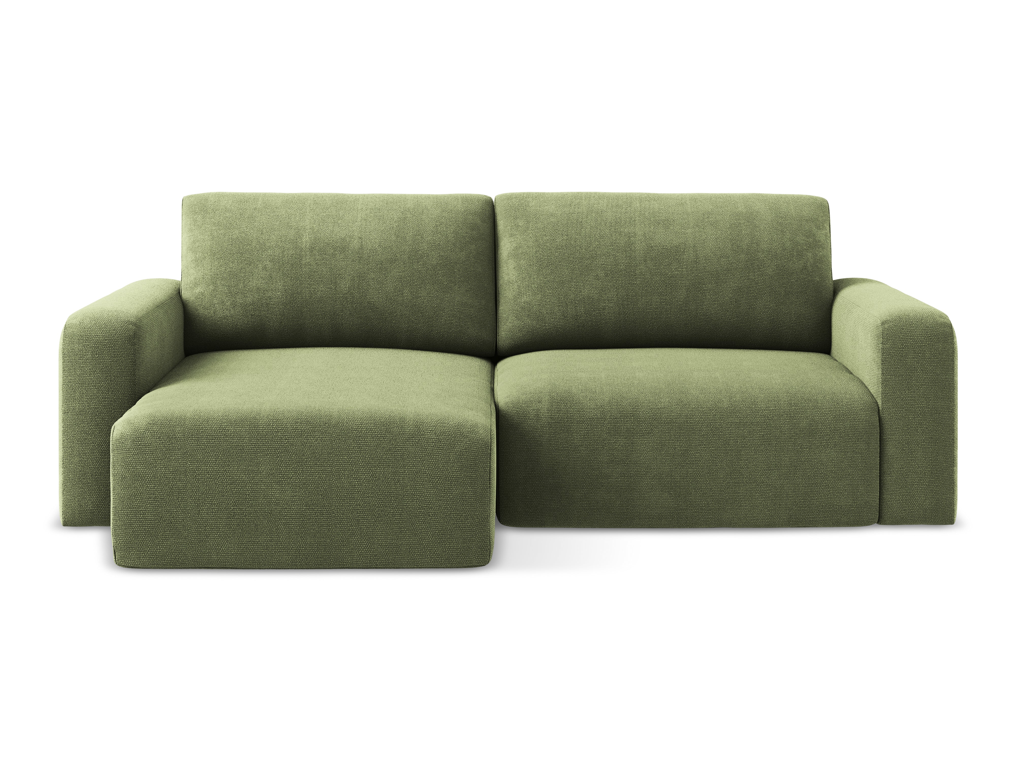 Linksseitige Schlafcouch KONA in grünem Chenille