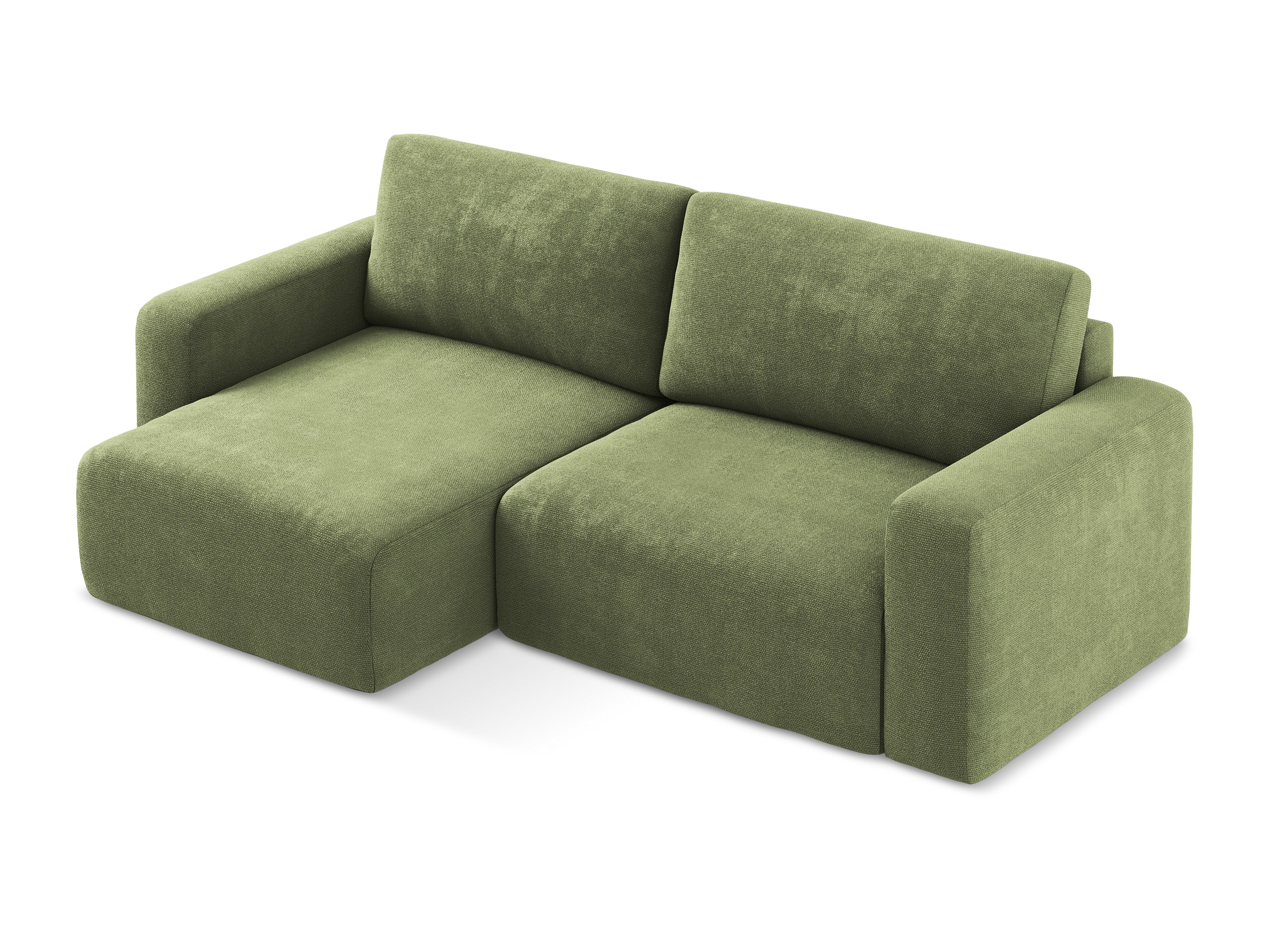 Linksseitige Schlafcouch KONA in grünem Chenille