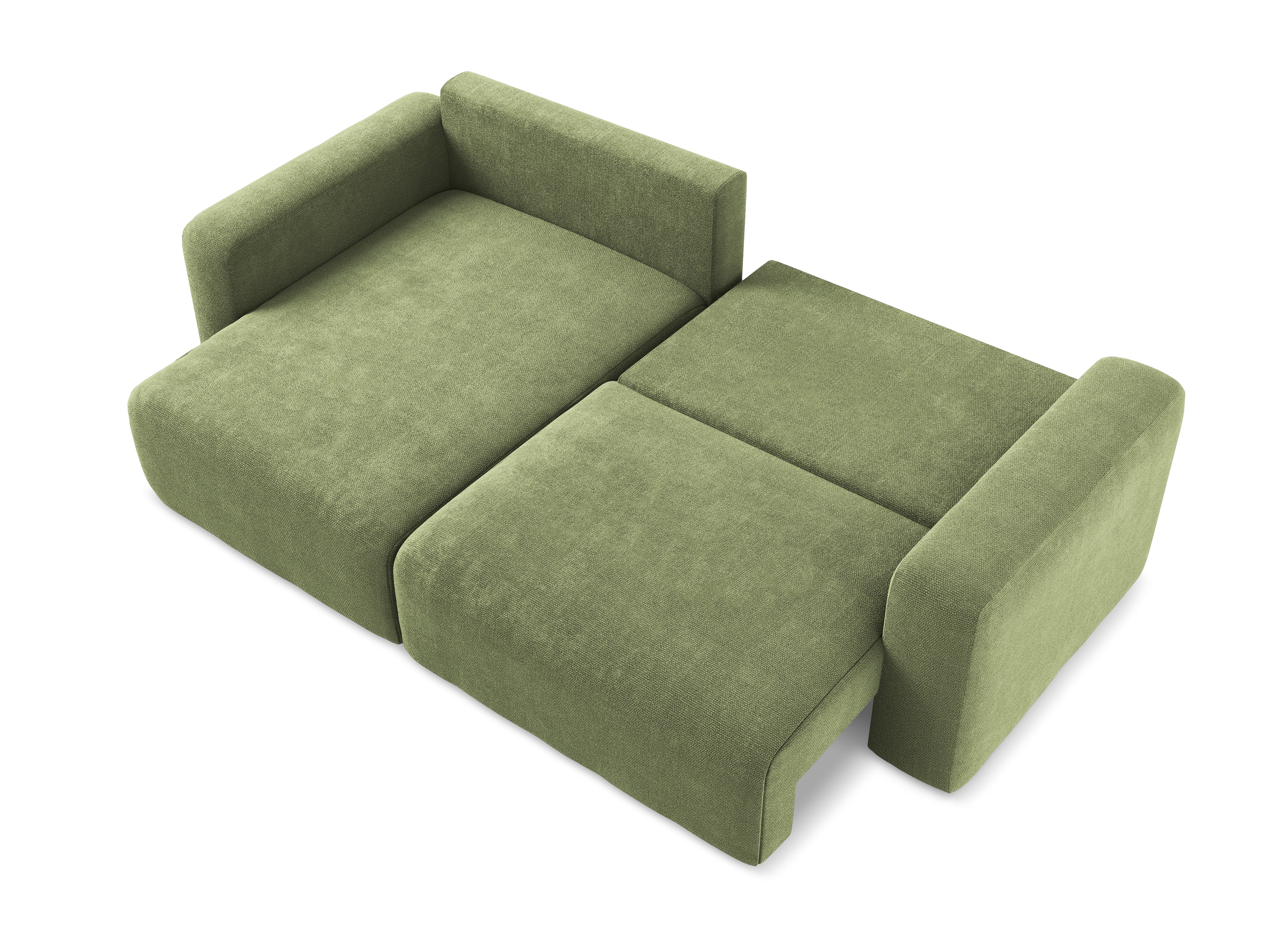 Linksseitige Schlafcouch KONA in grünem Chenille