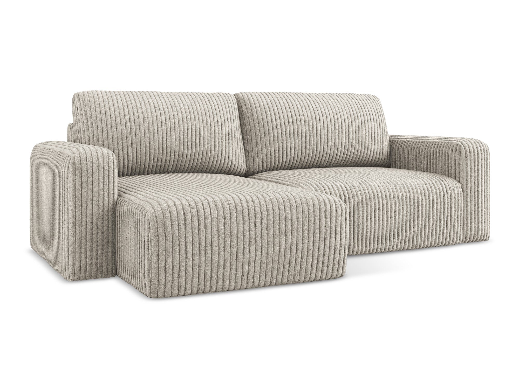 Left-sided corner sofa bed KONA in dark beige corduroy