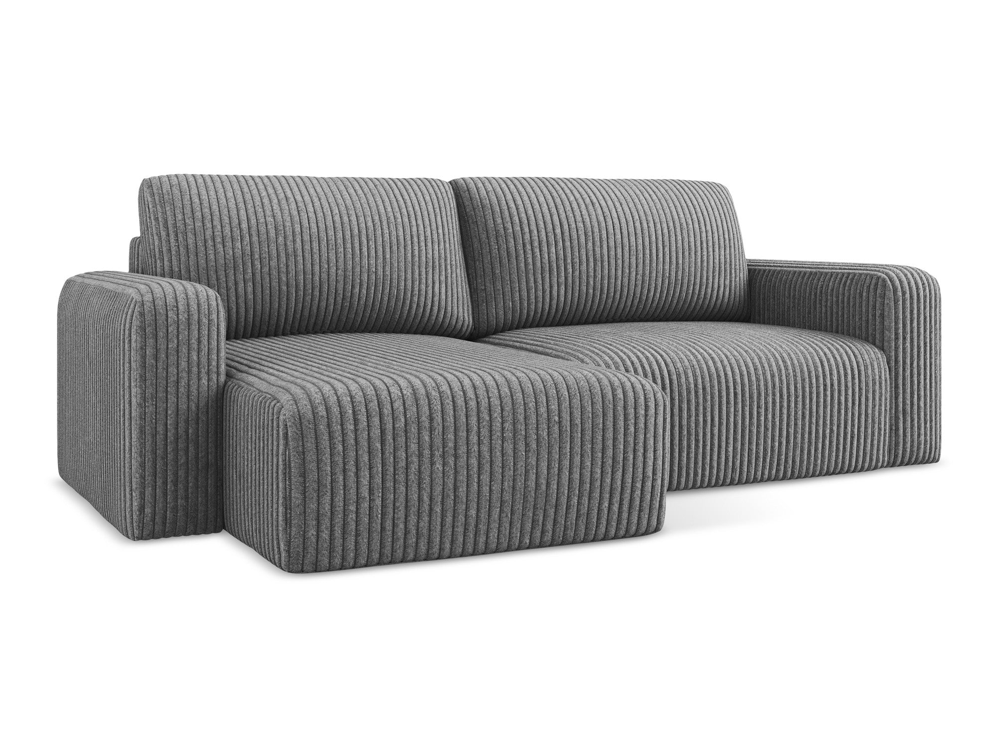 Left-sided corner sofa bed KONA dark gray corduroy
