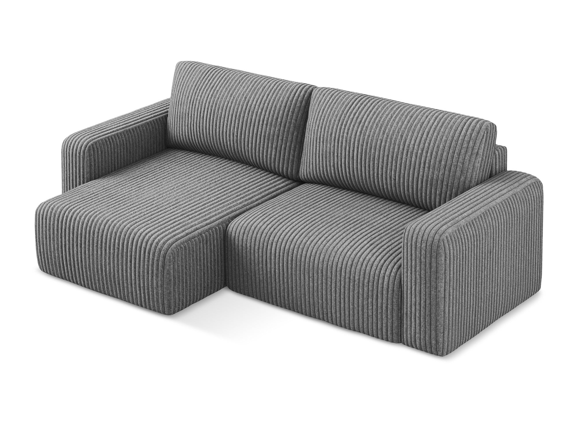 Left-sided corner sofa bed KONA dark gray corduroy