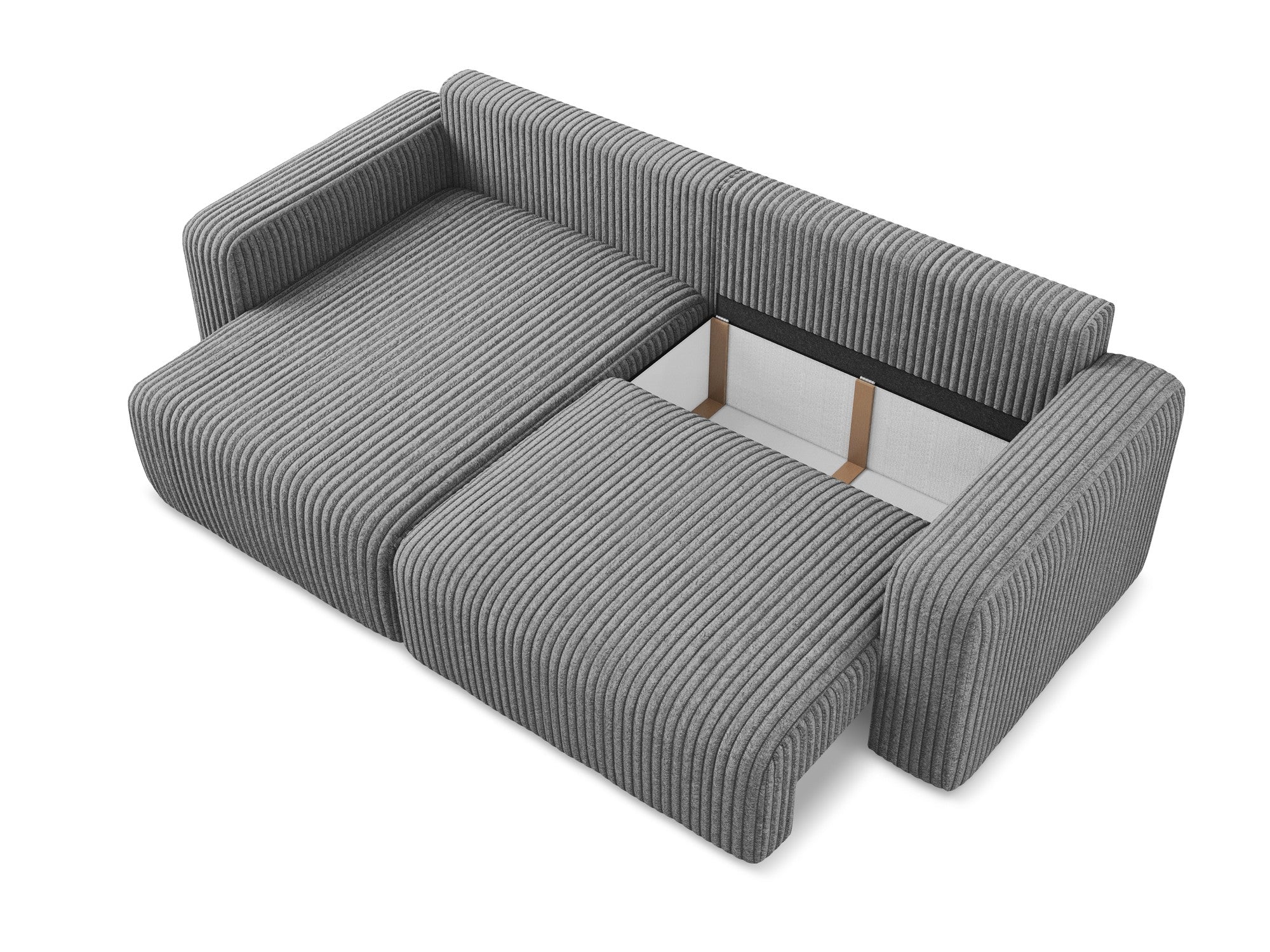 Left-sided corner sofa bed KONA dark gray corduroy