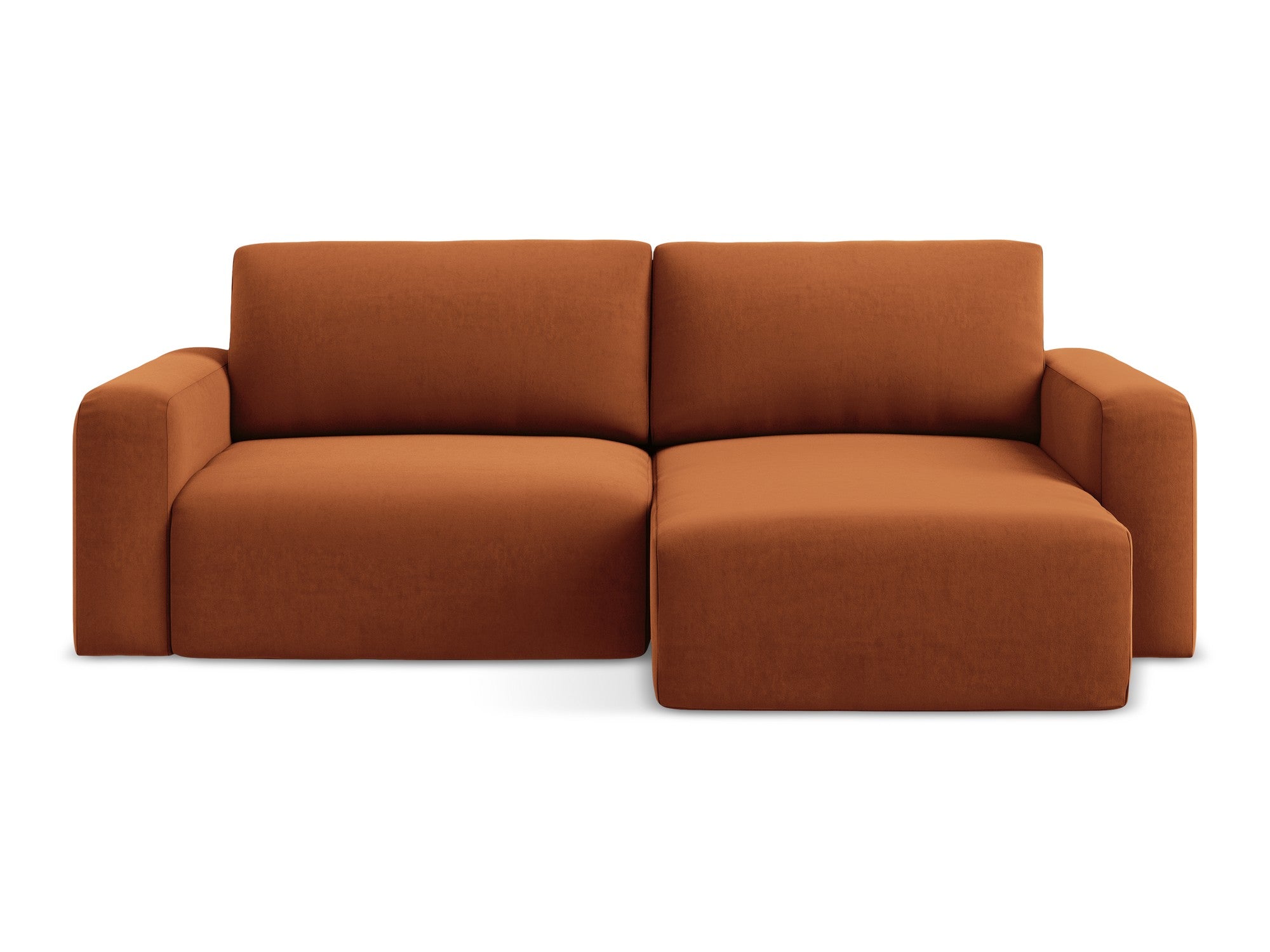 Velvet Corner Sofa Right Side with Sleeping Function KONA Terracotta