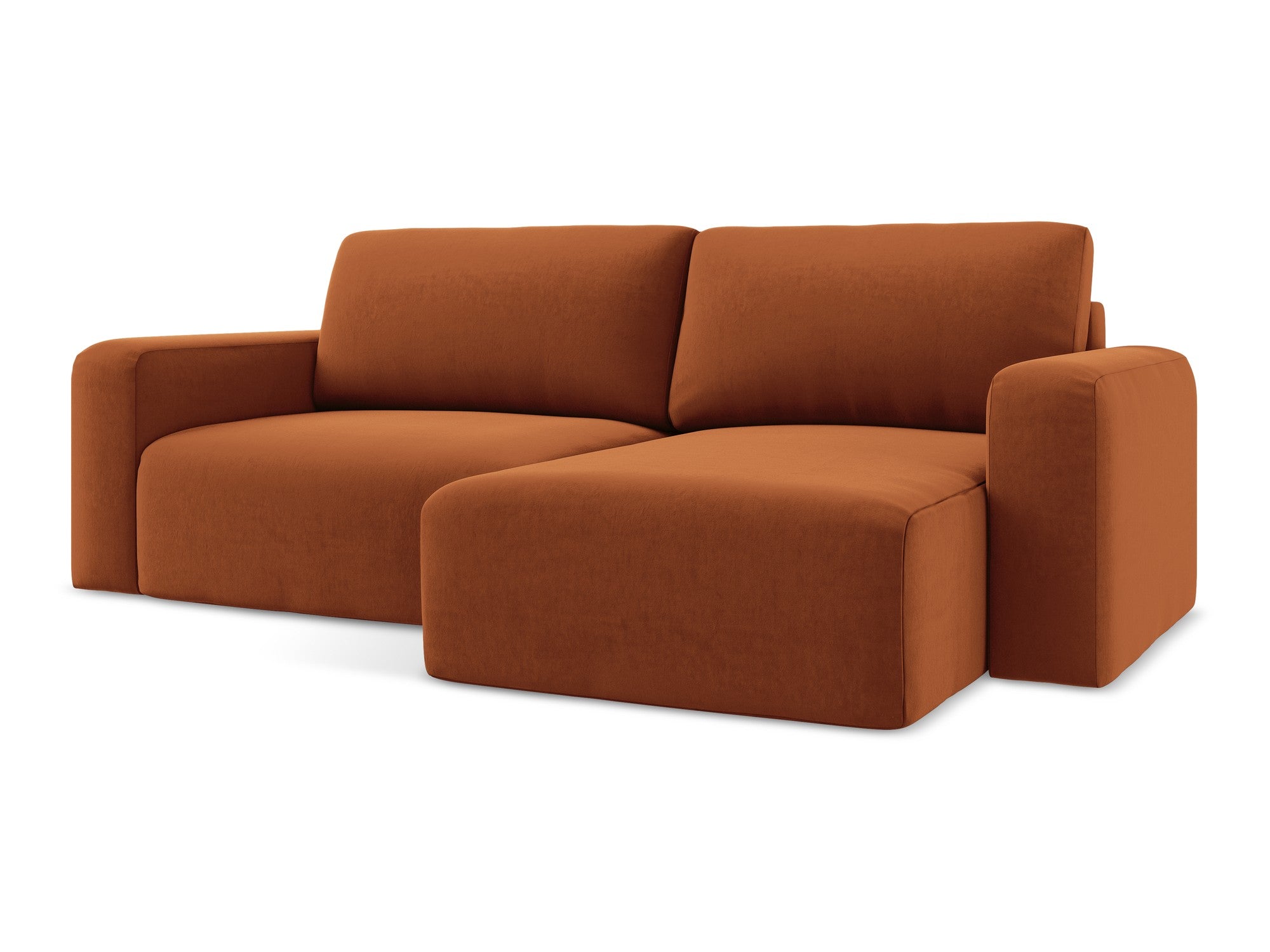 Velvet Corner Sofa Right Side with Sleeping Function KONA Terracotta