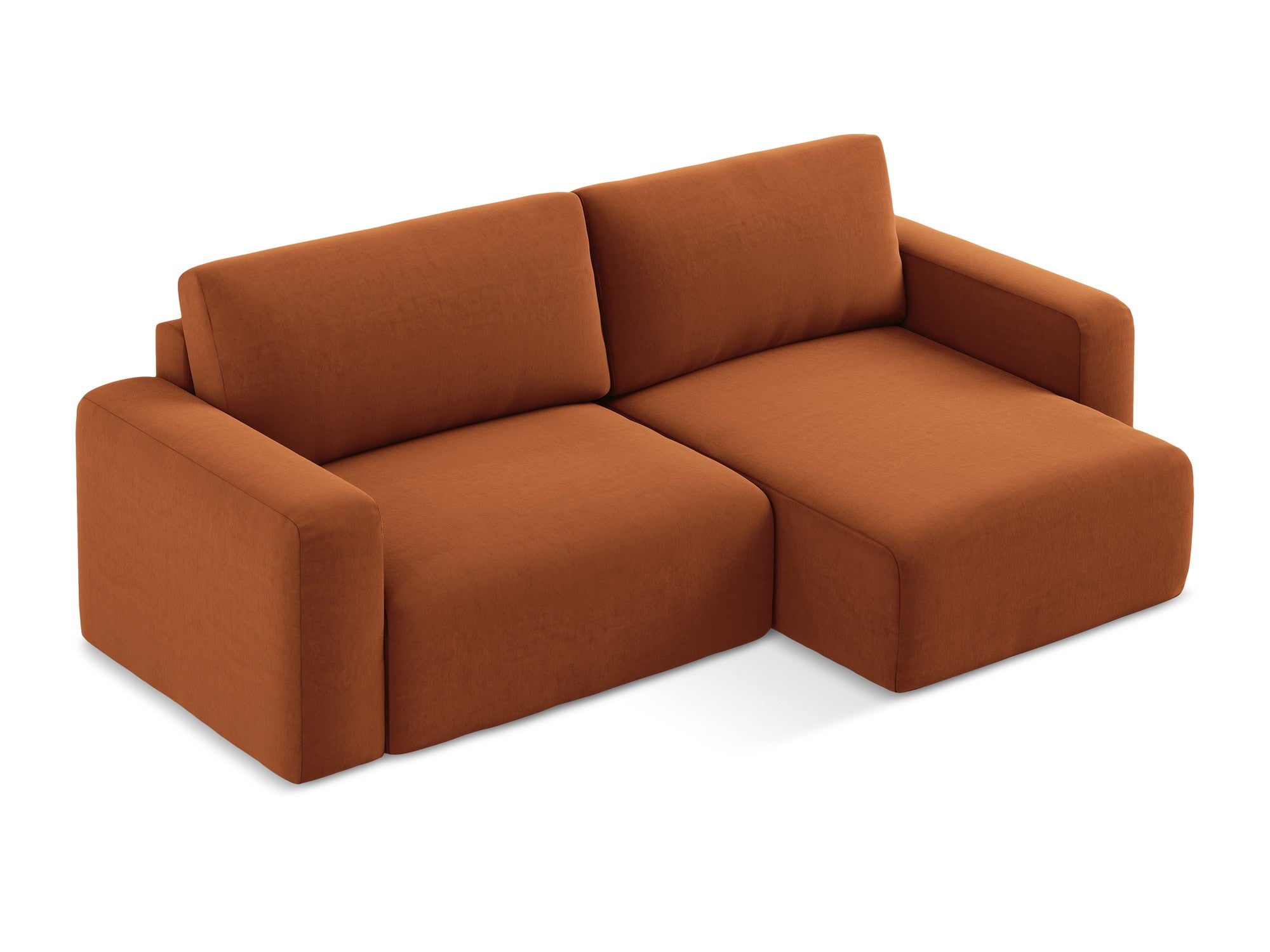Velvet Corner Sofa Right Side with Sleeping Function KONA Terracotta