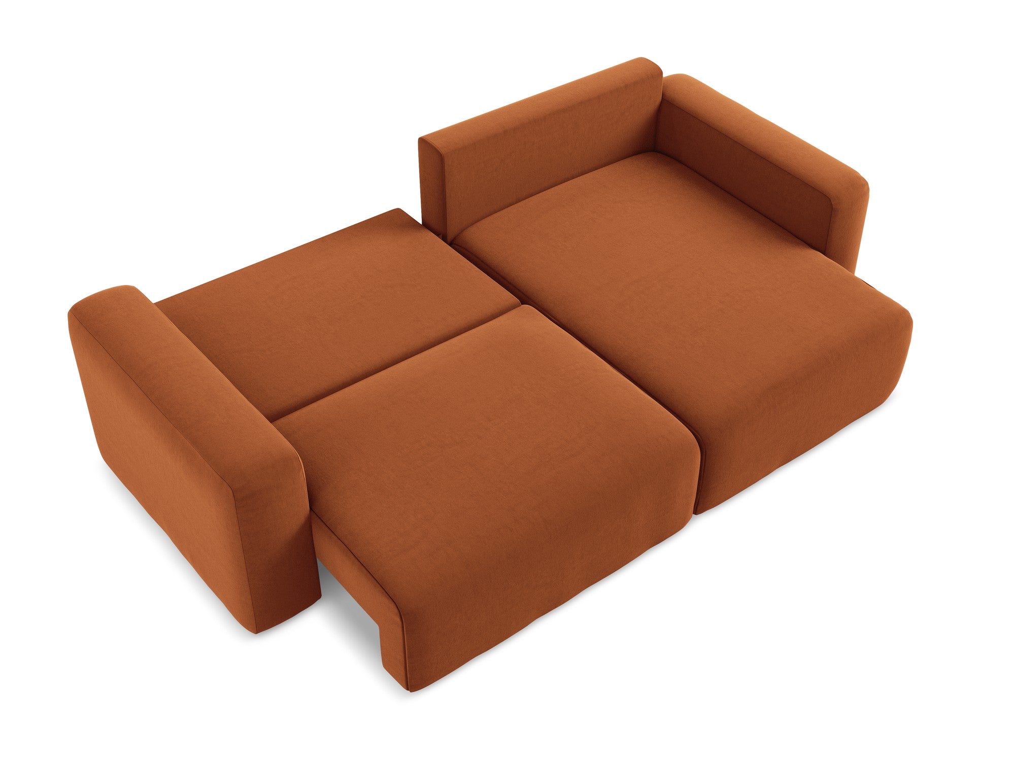 Velvet Corner Sofa Right Side with Sleeping Function KONA Terracotta