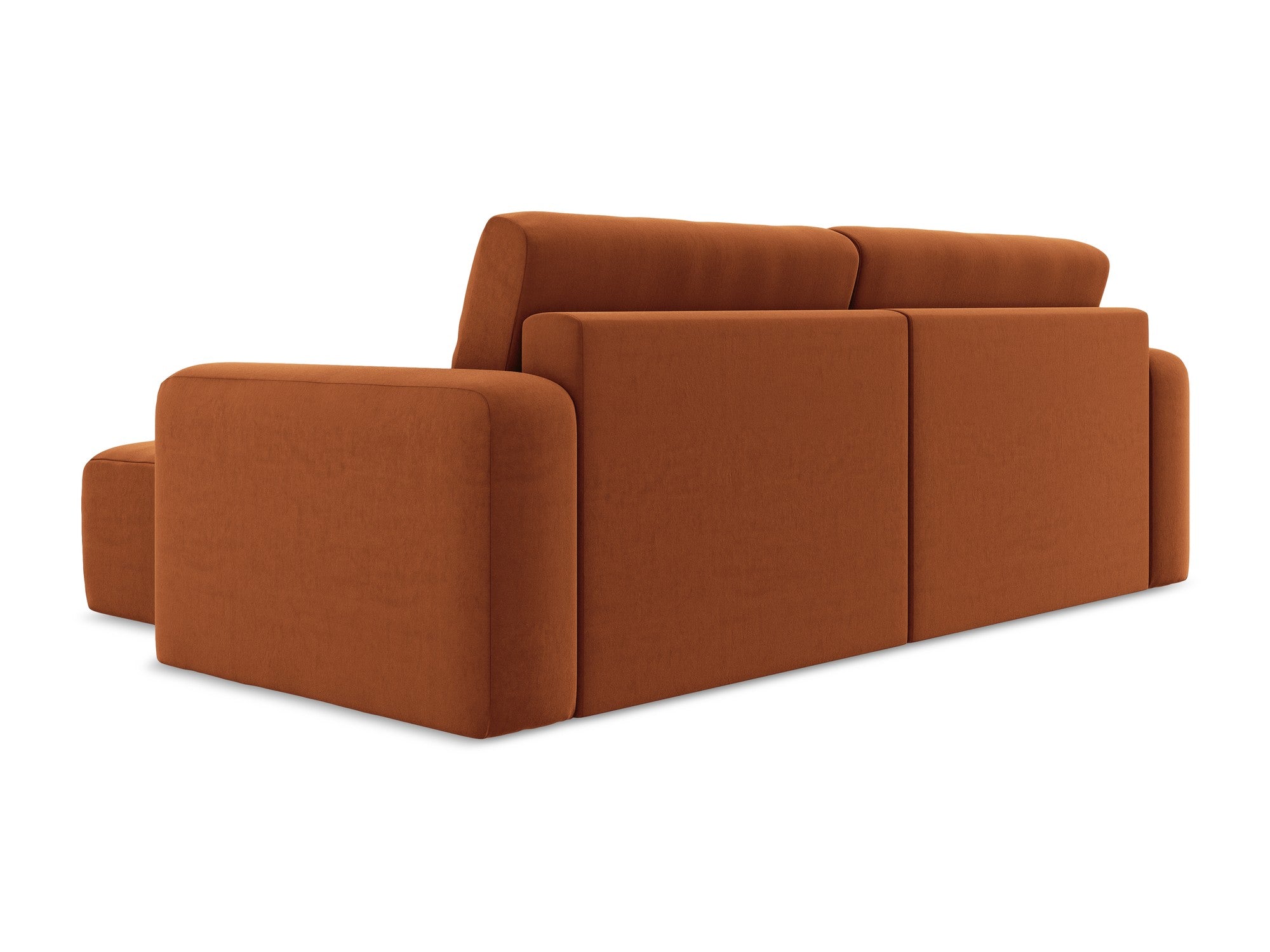 Velvet Corner Sofa Right Side with Sleeping Function KONA Terracotta