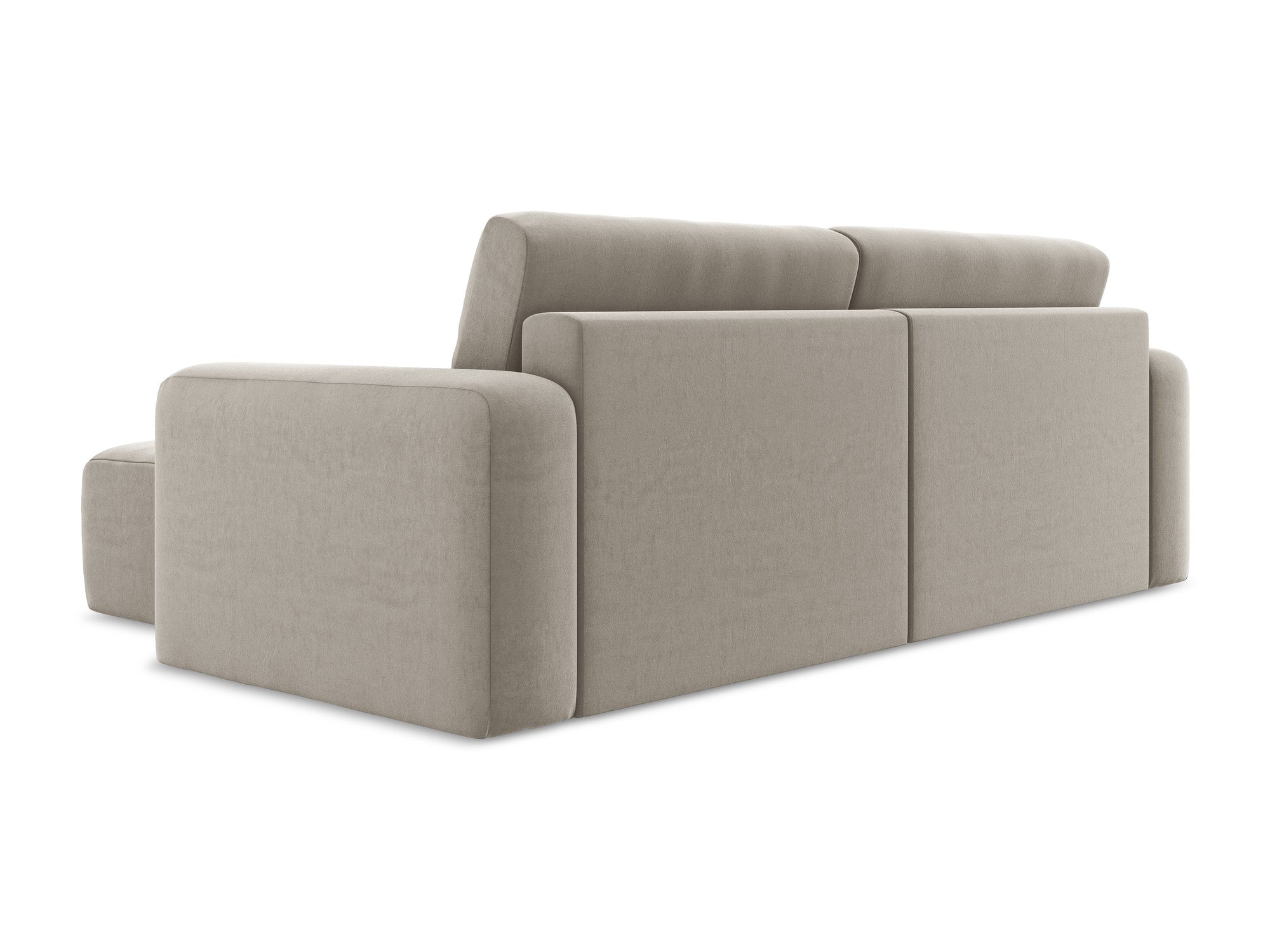 Right-facing velvet corner sofa bed KONA taupe