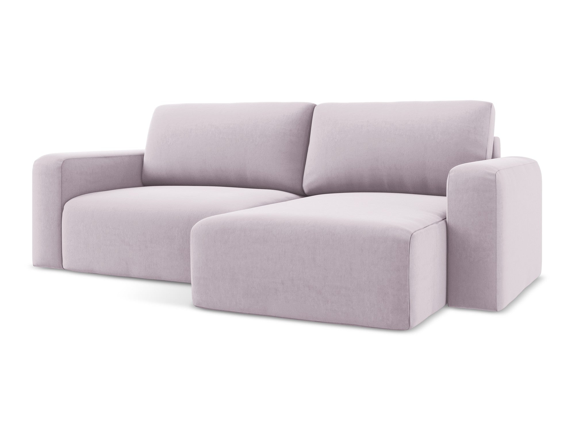Samt-Ecksofa rechts mit Schlaffunktion KONA lavendel