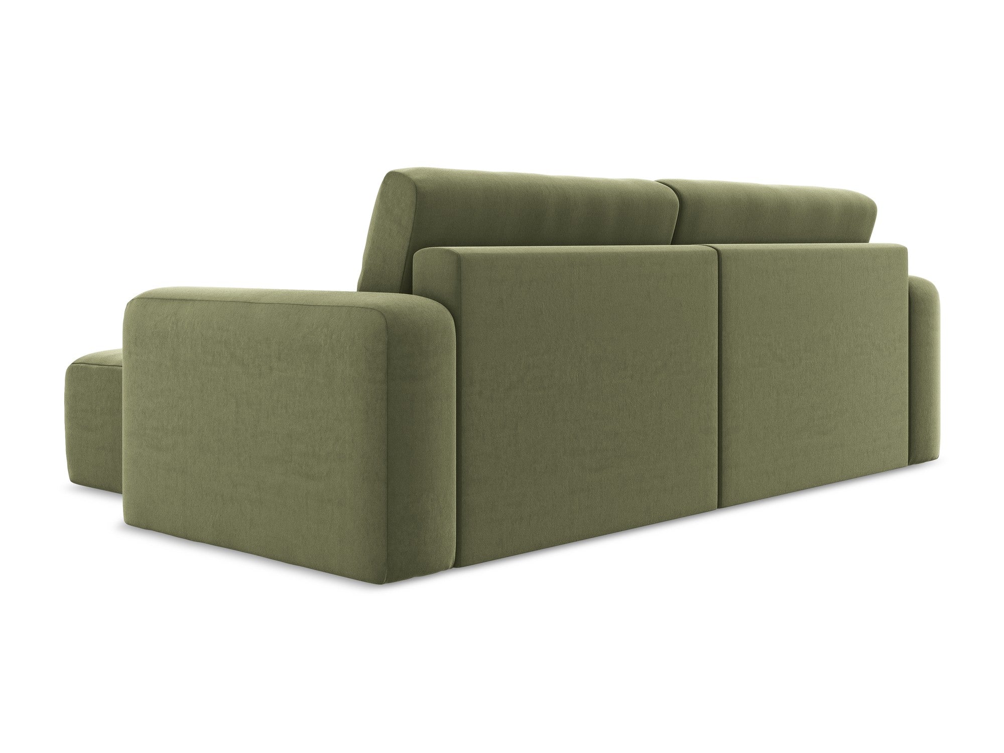 Olive Green Velvet Right-Hand Corner Sofa with Sleeping Function KONA