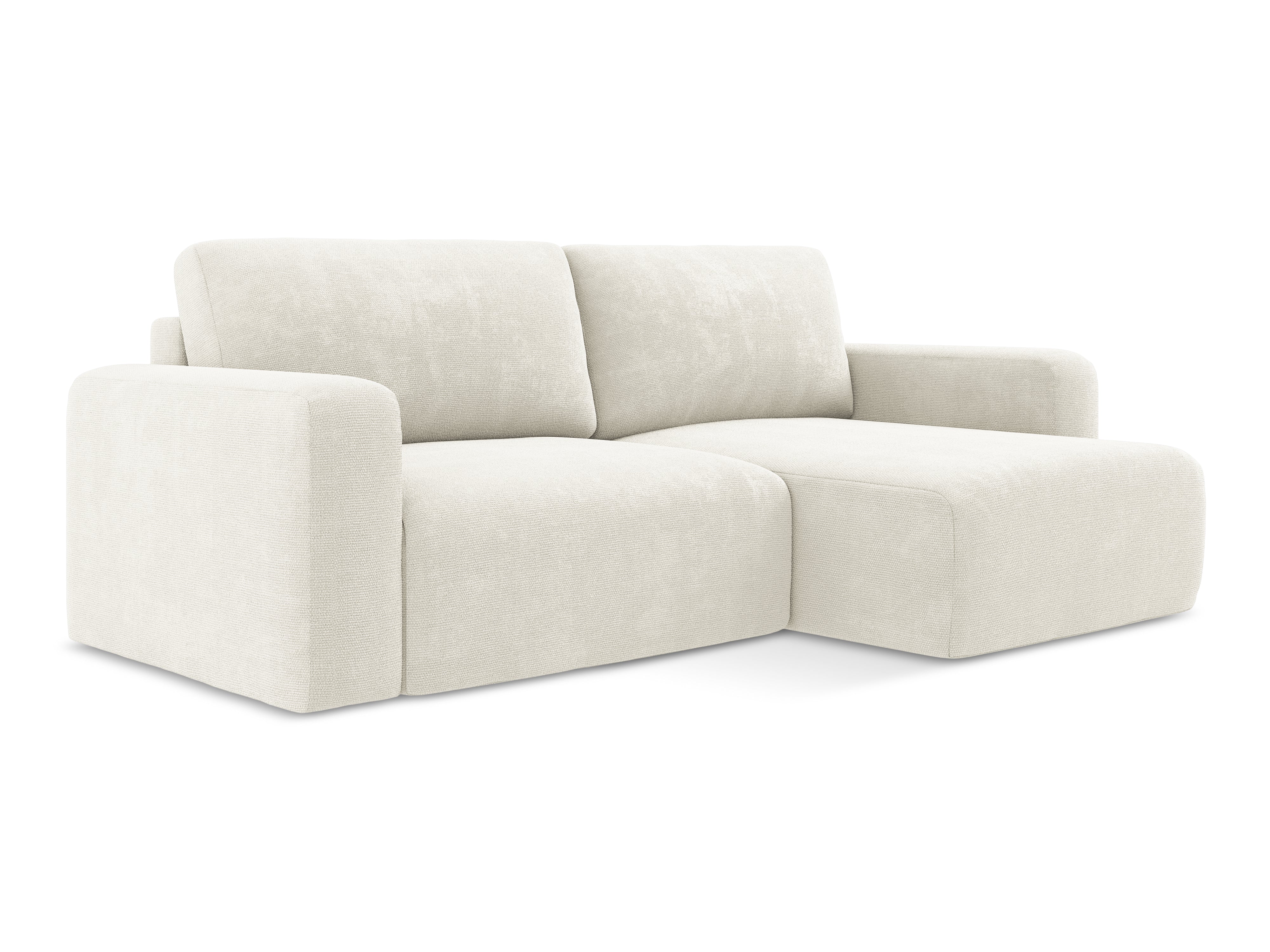 Right-facing corner sofa bed KONA white chenille
