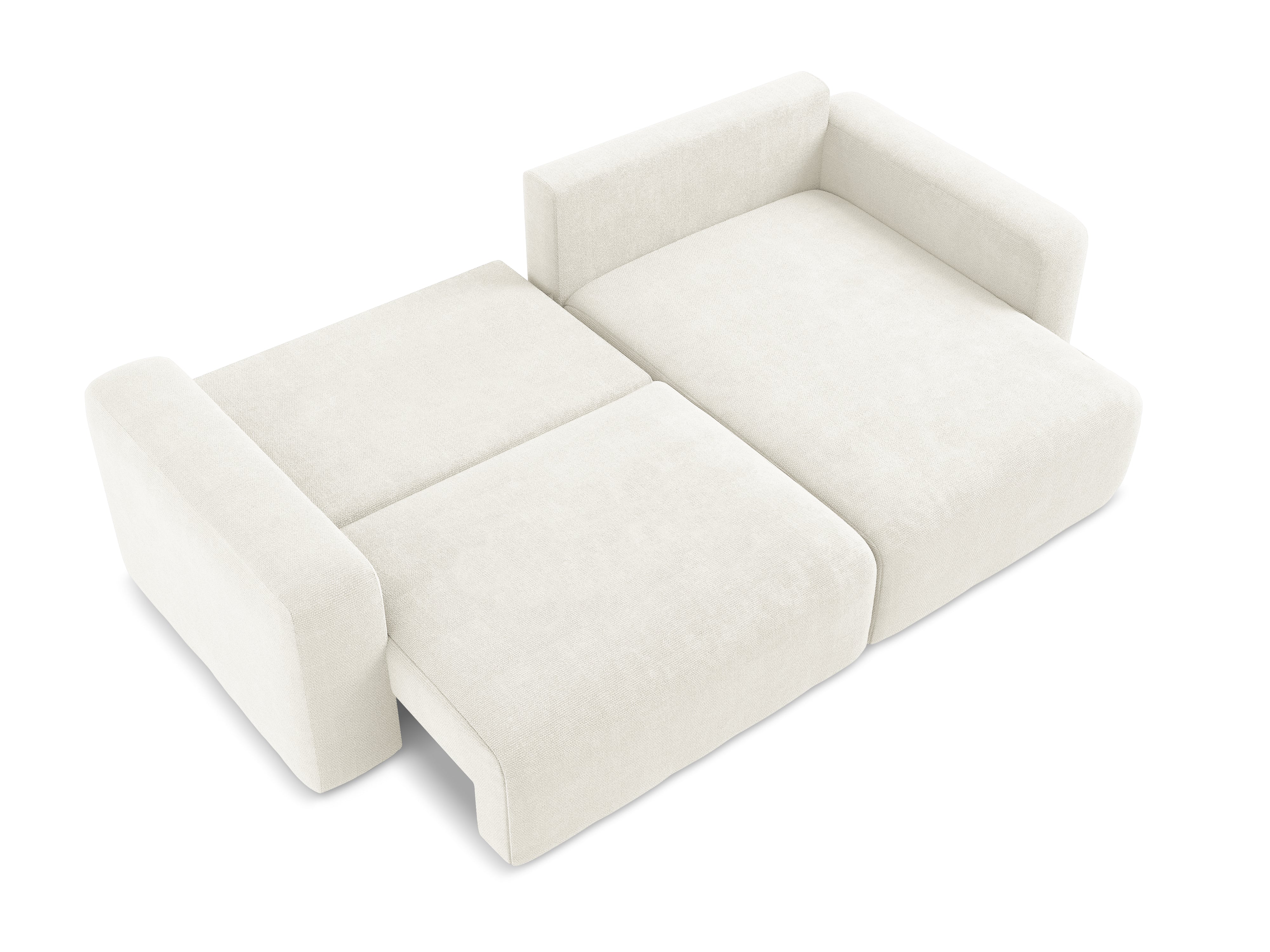 Right-facing corner sofa bed KONA white chenille