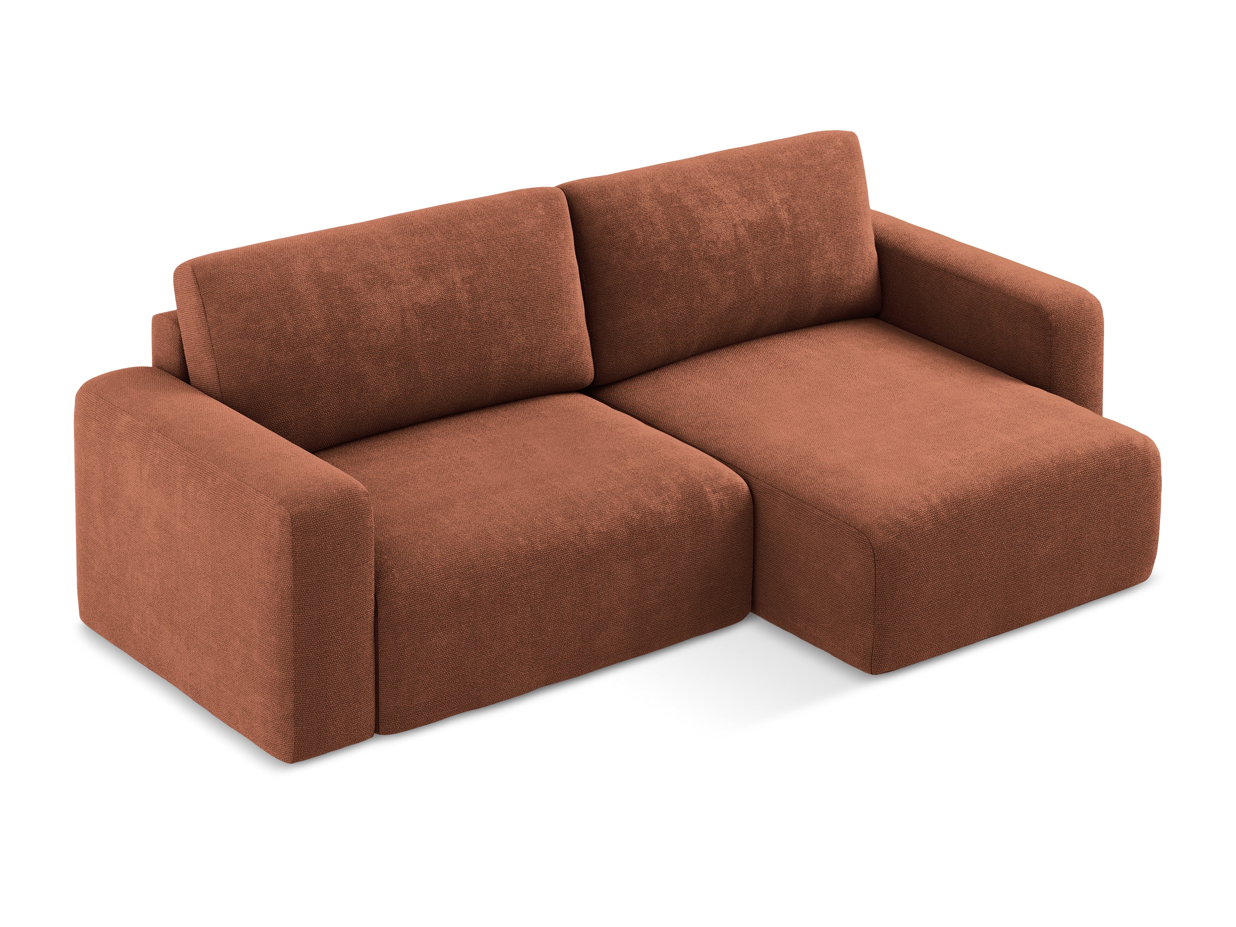 Right-facing corner sofa bed KONA terracotta chenille