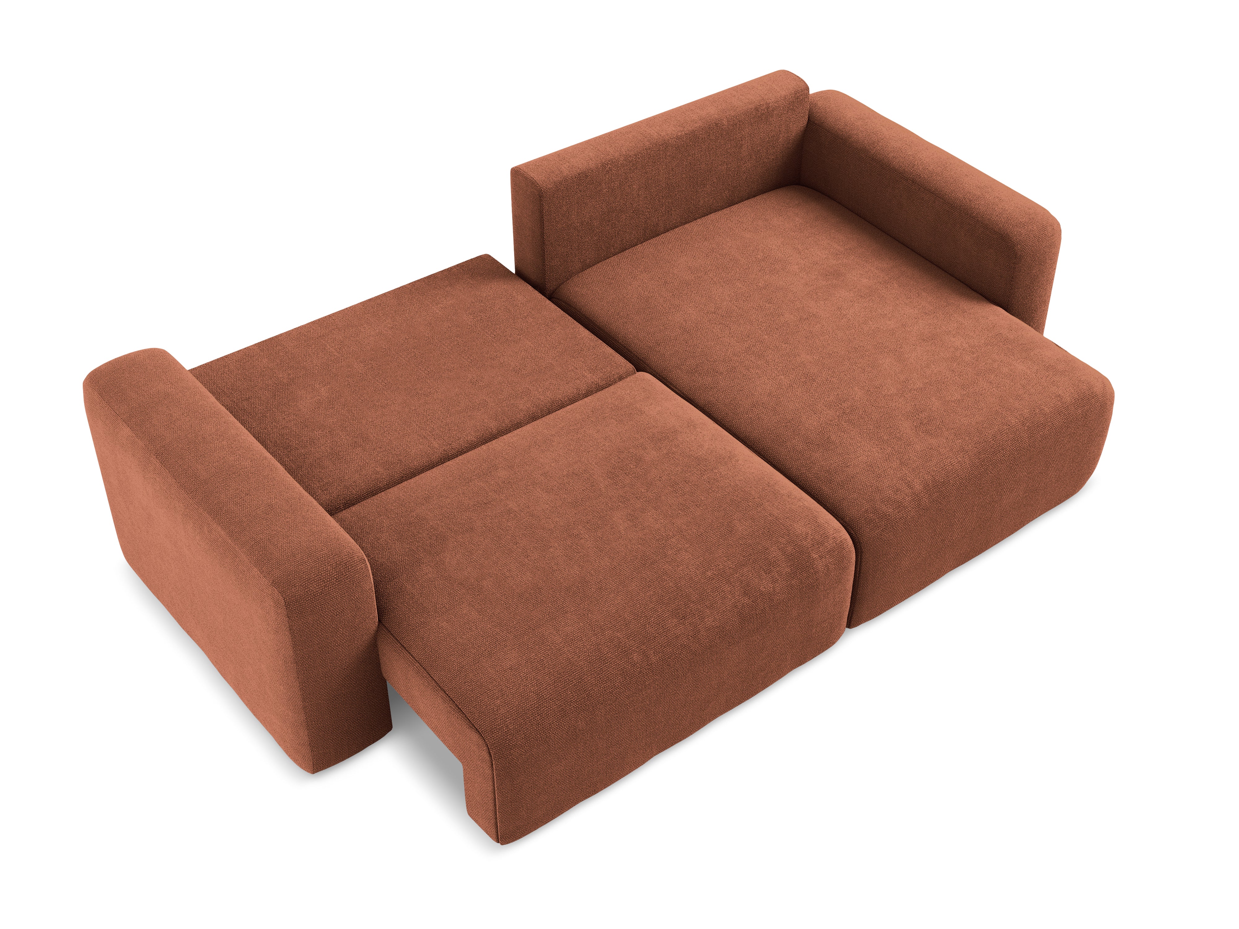 Right-facing corner sofa bed KONA terracotta chenille