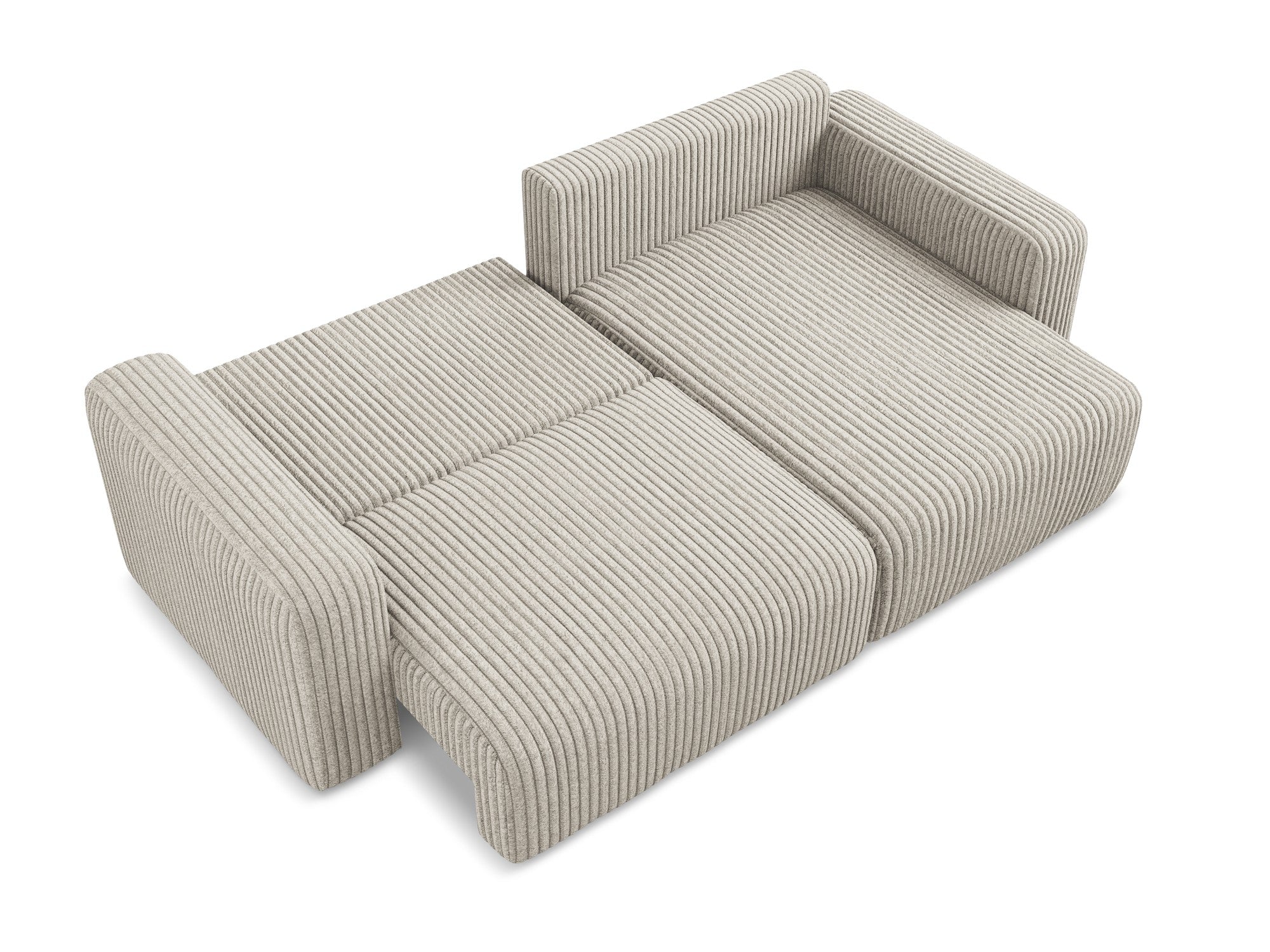 Rechtsseitige Eckcouch mit Schlaffunktion KONA dunkelbeige Cord