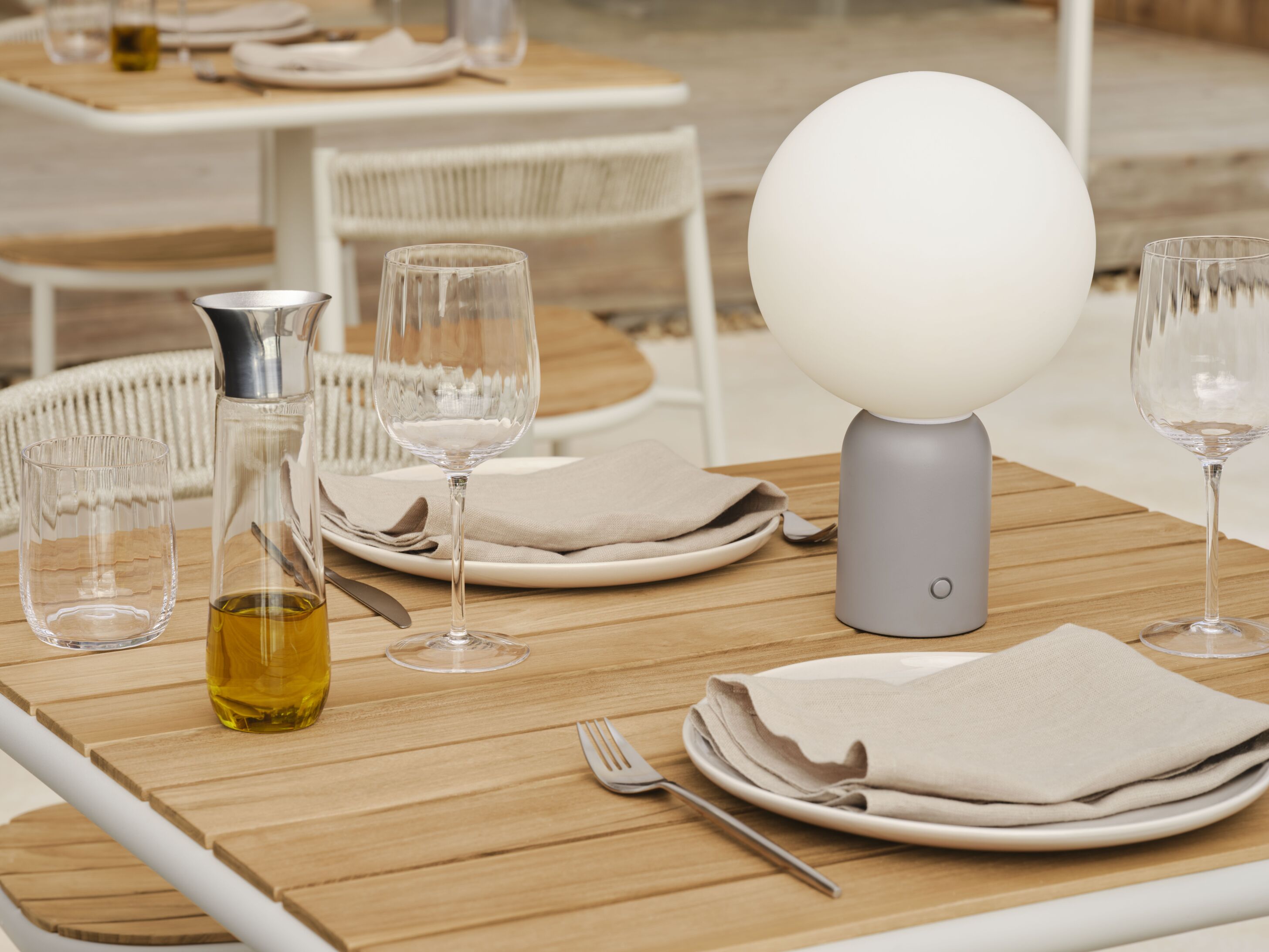 KITE Outdoor Table in Wood with Gray Steel Base