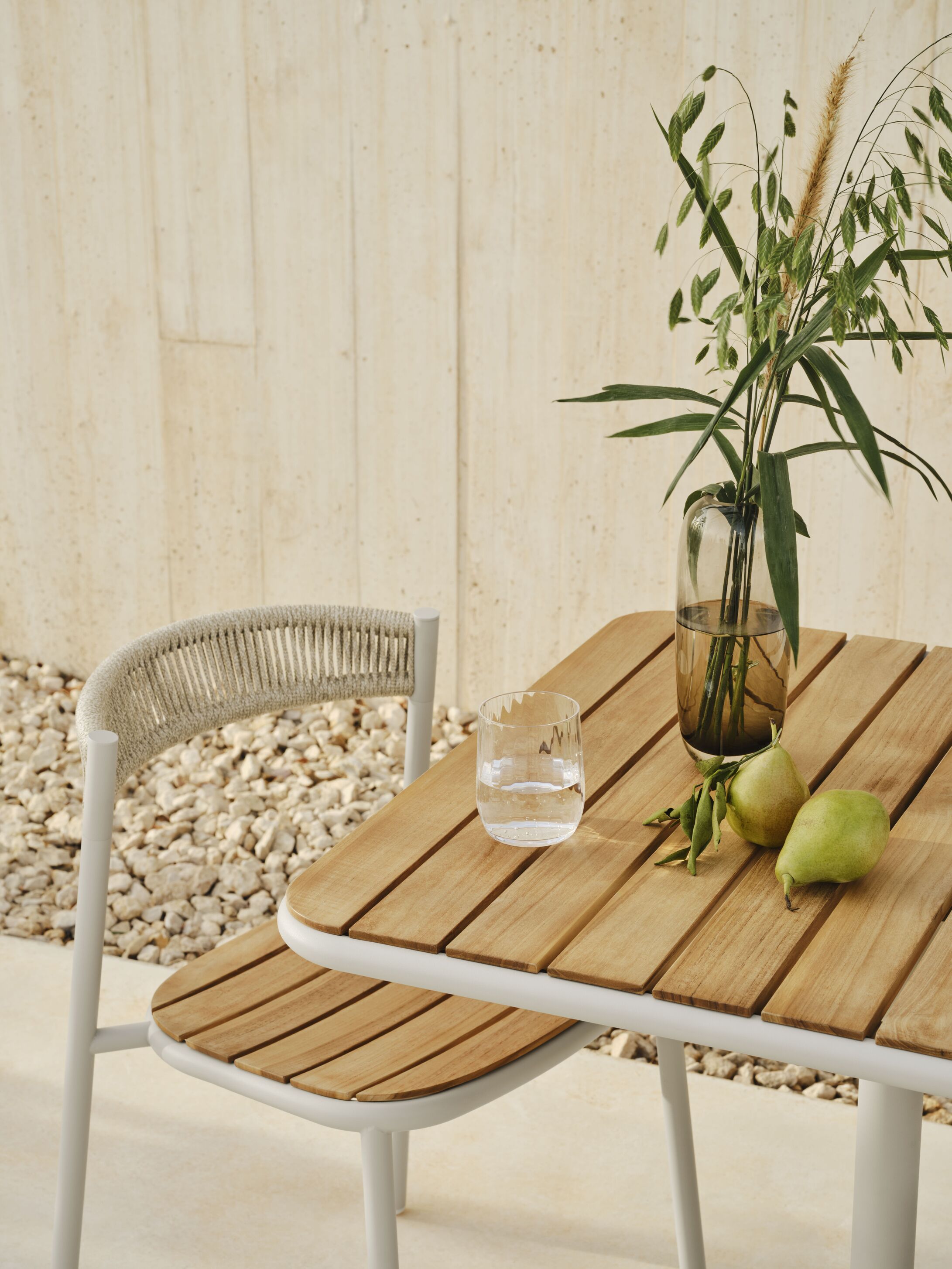 KITE Outdoor Table in Wood with Gray Steel Base