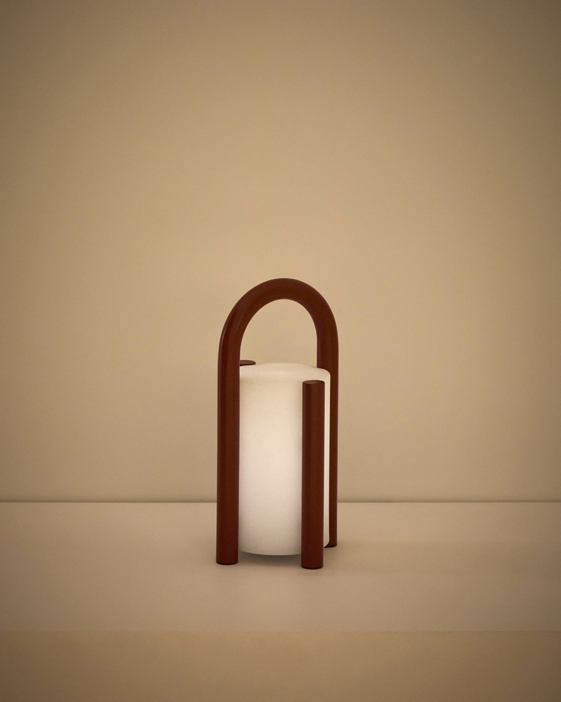 Lampa ogrodowa przenośna LEROS terakota na taras i do ogrodu