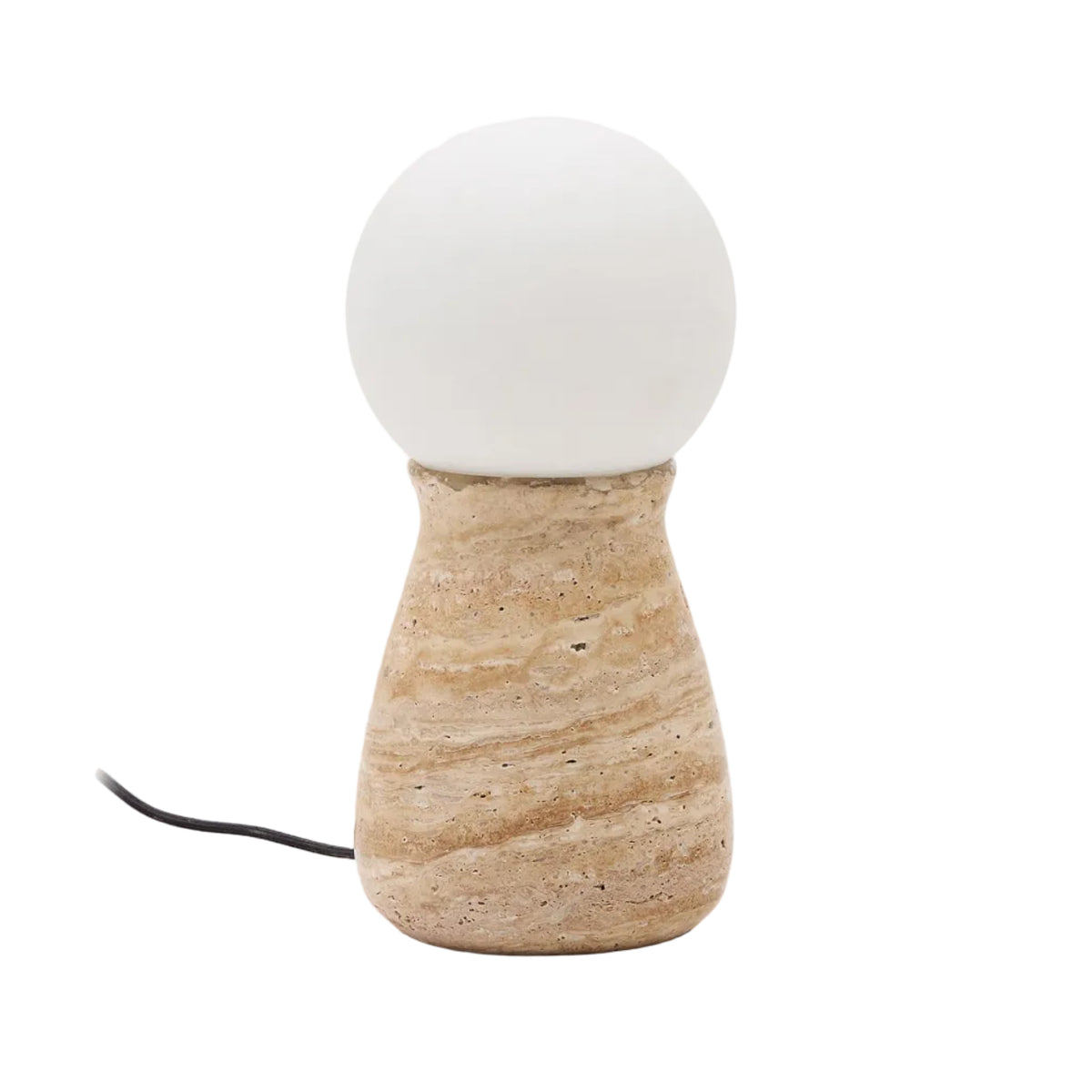 Lampa stołowa OKENI trawertyn i szkło – Kave Home