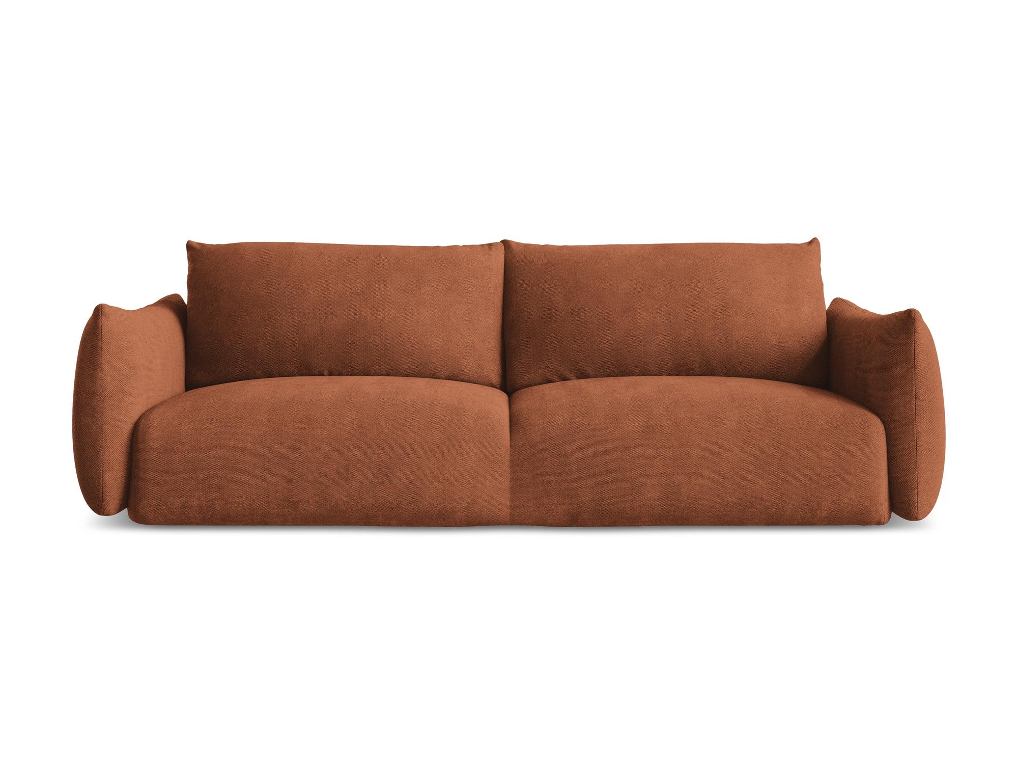 Sofa für 3 Personen mit Schlaf-Funktion LEILA Terrakotta Chenille