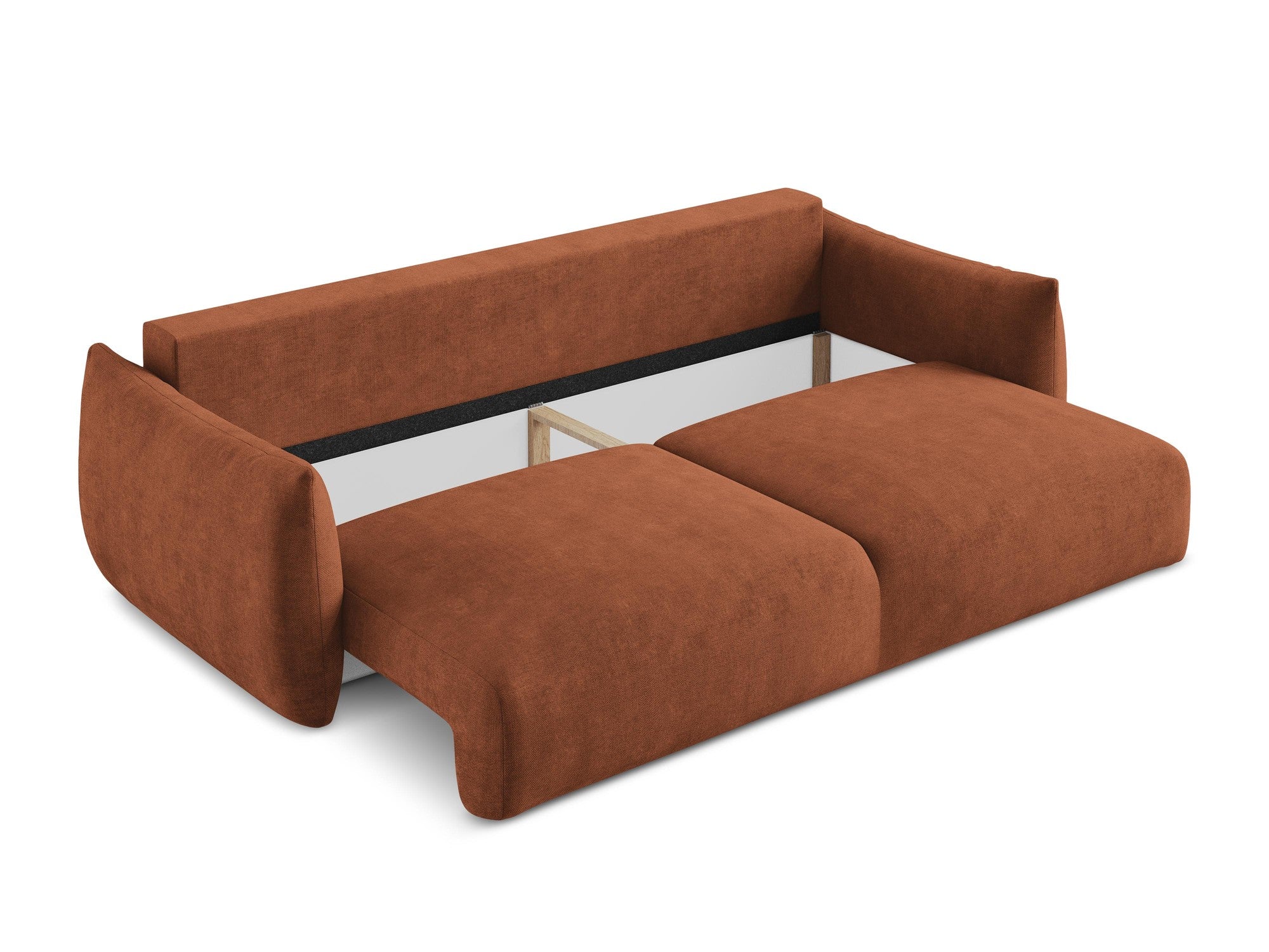 Sofa für 3 Personen mit Schlaf-Funktion LEILA Terrakotta Chenille