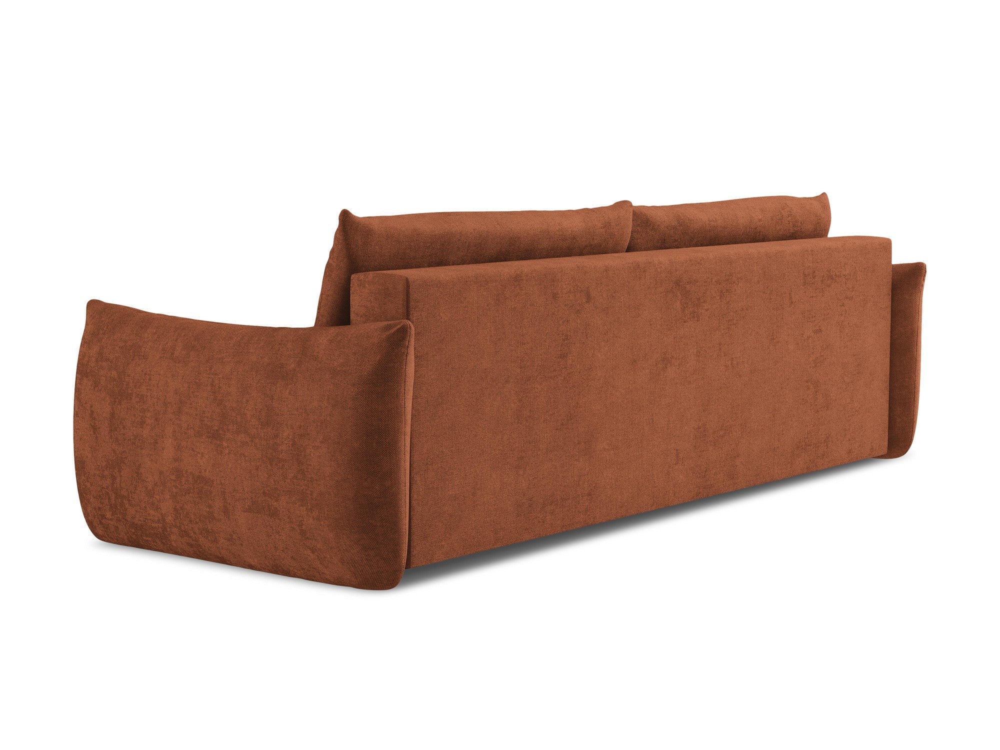 Sofa für 3 Personen mit Schlaf-Funktion LEILA Terrakotta Chenille