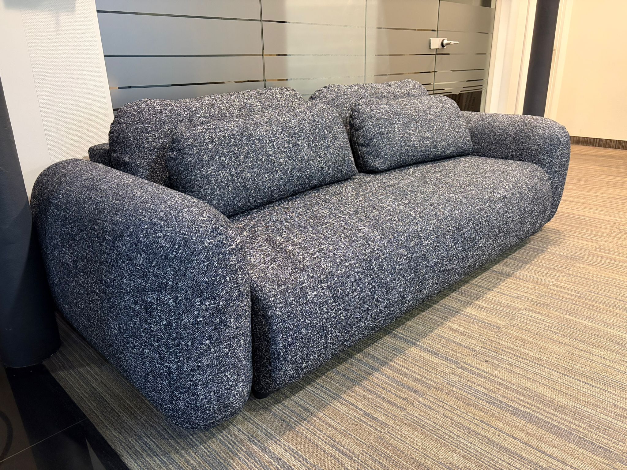 3-Seater Sofa with Sleeping Function LOHI Black Boucle