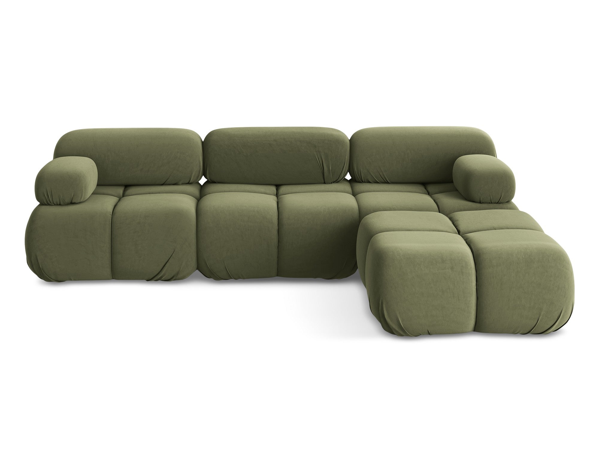 Modularer Samt-Ecksofa LOKUA in Olivgrün