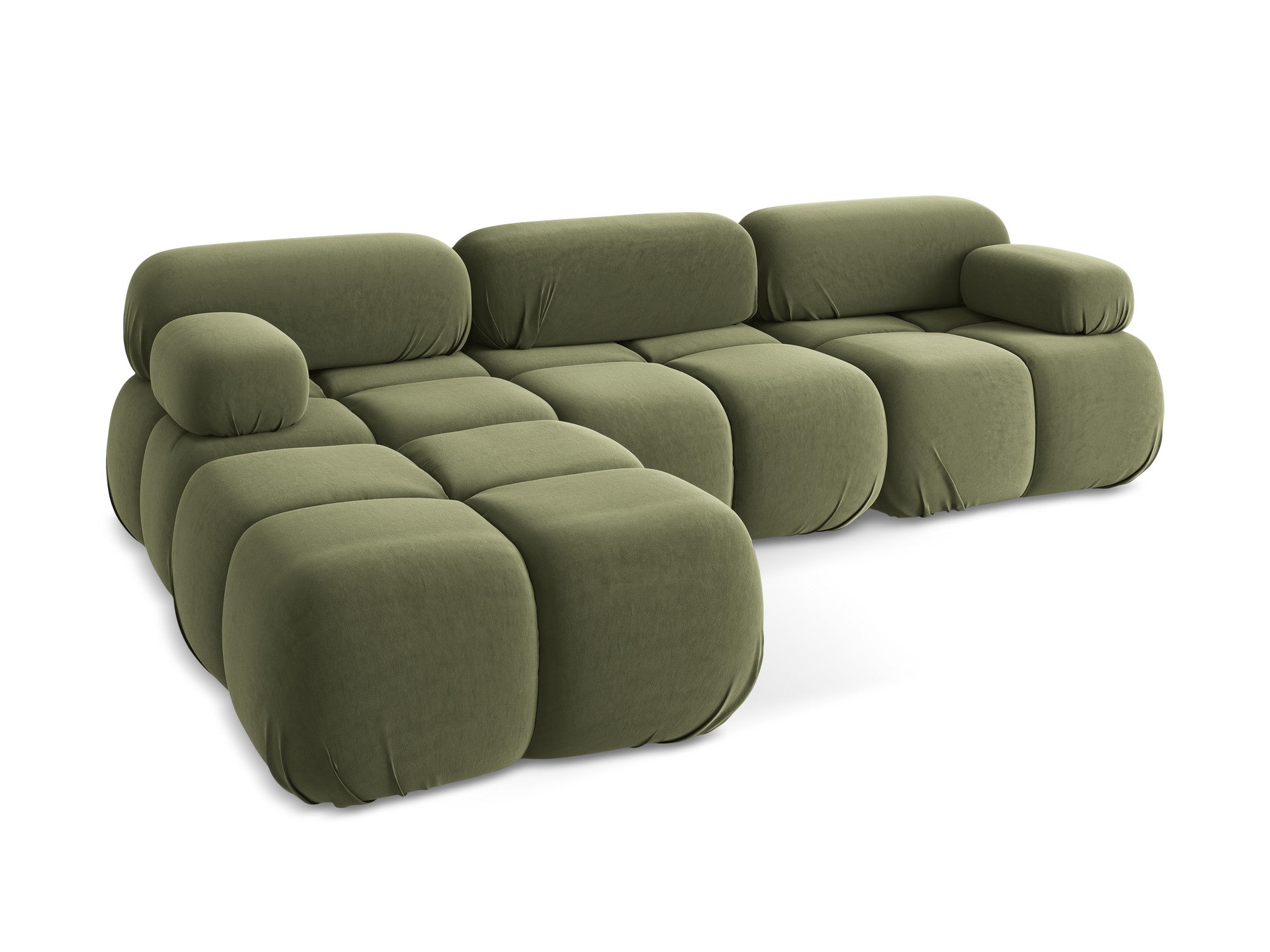 Modularer Samt-Ecksofa LOKUA in Olivgrün