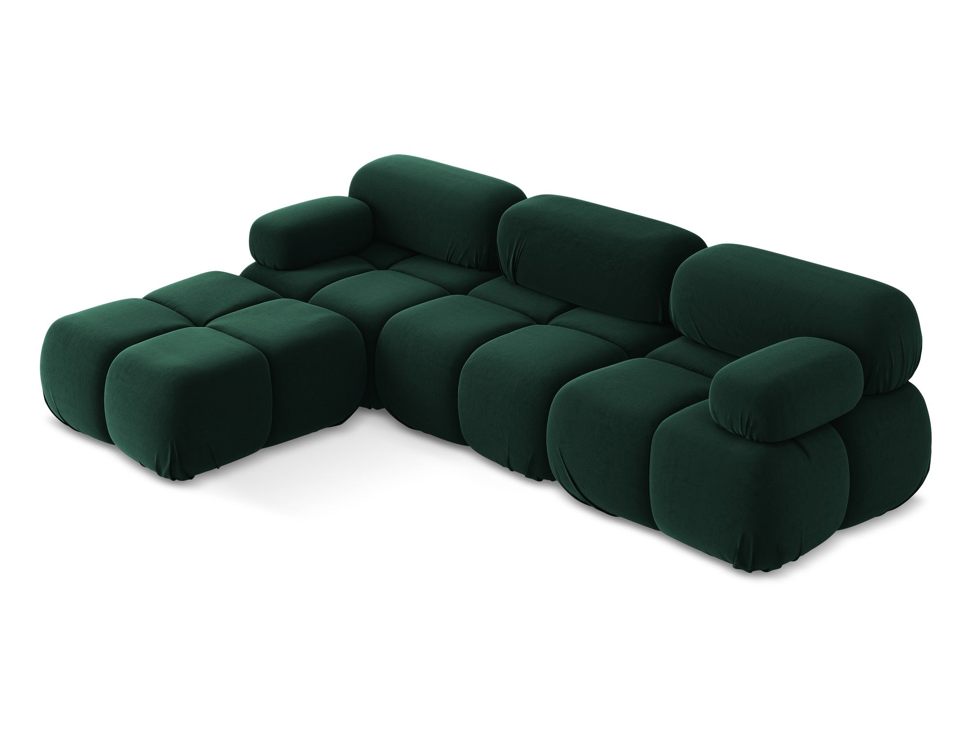 Modularer Samt-Ecksofa LOKUA in Flaschengrün