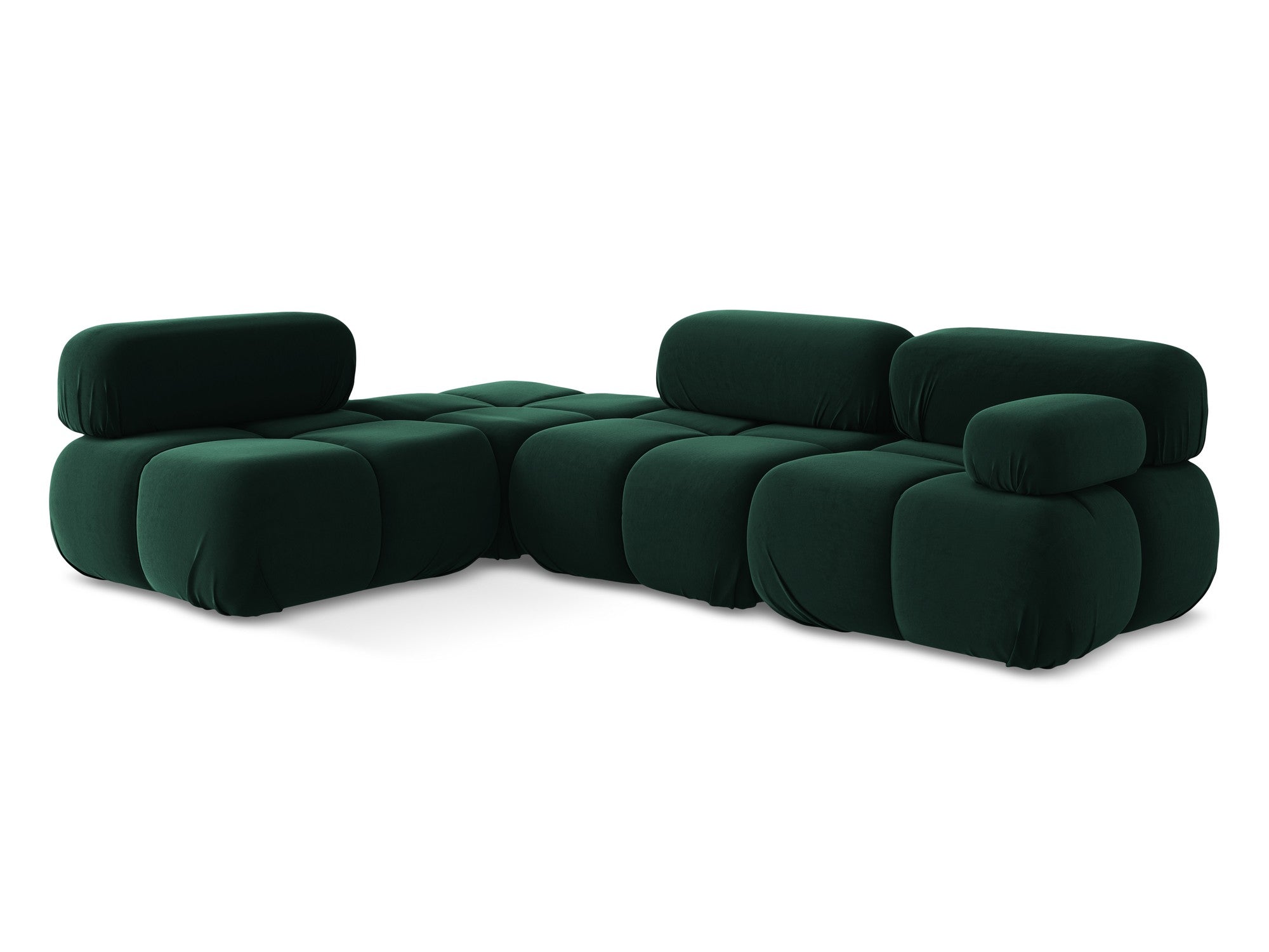 Modularer Samt-Ecksofa links LOKUA in Flaschengrün
