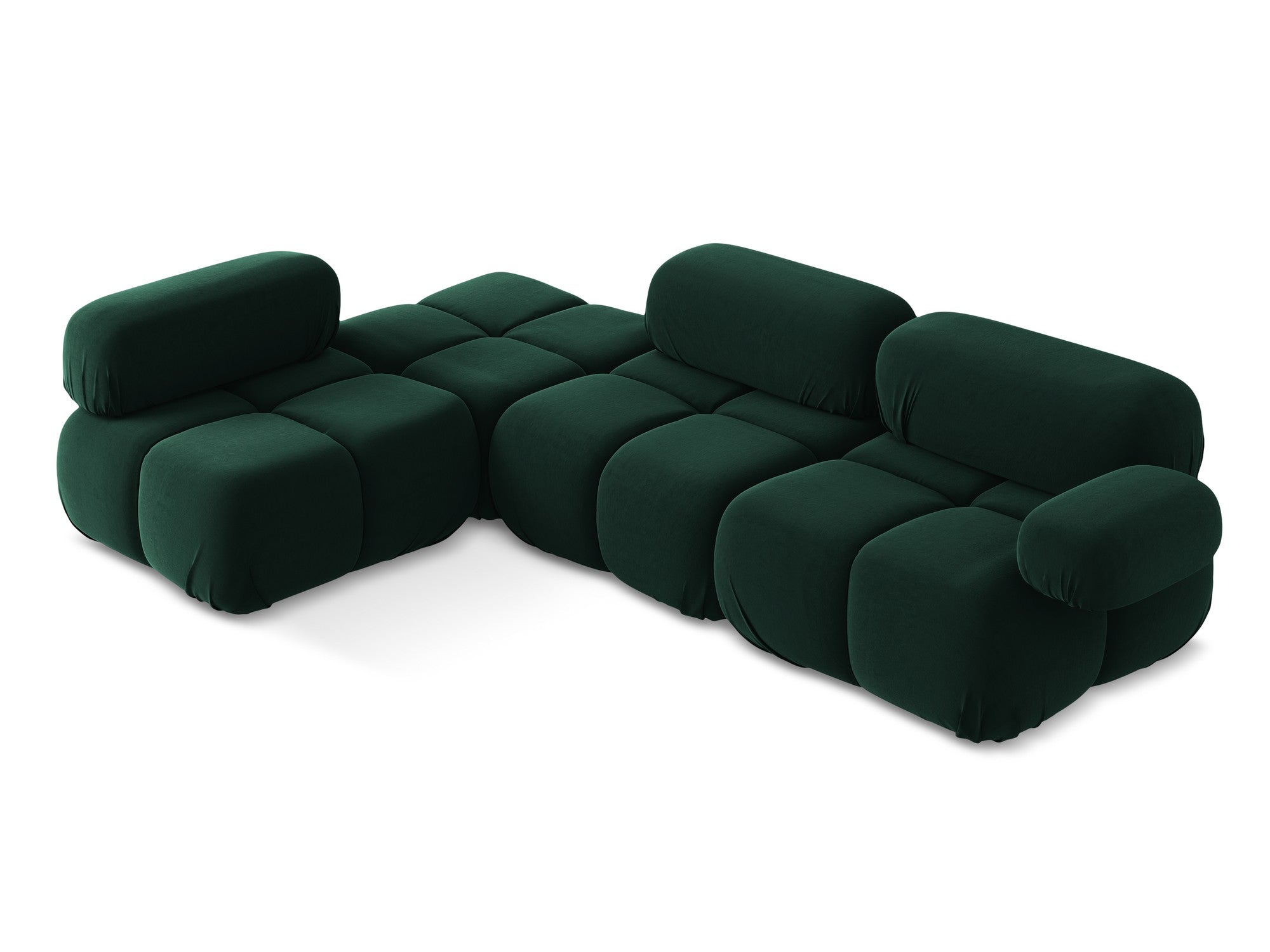 Modularer Samt-Ecksofa links LOKUA in Flaschengrün