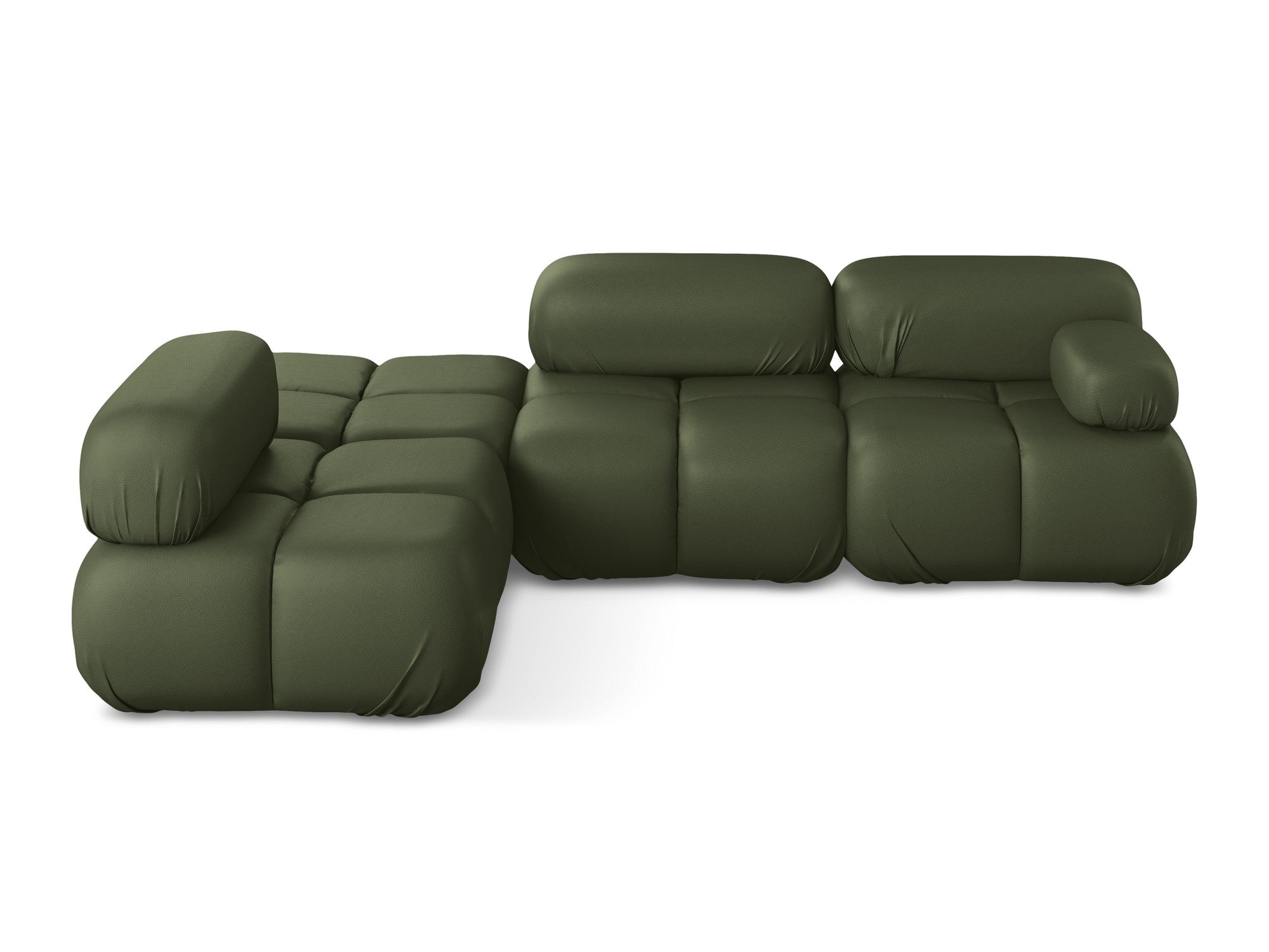 Left-sided modular corner sofa LOKUA dark green eco-leather
