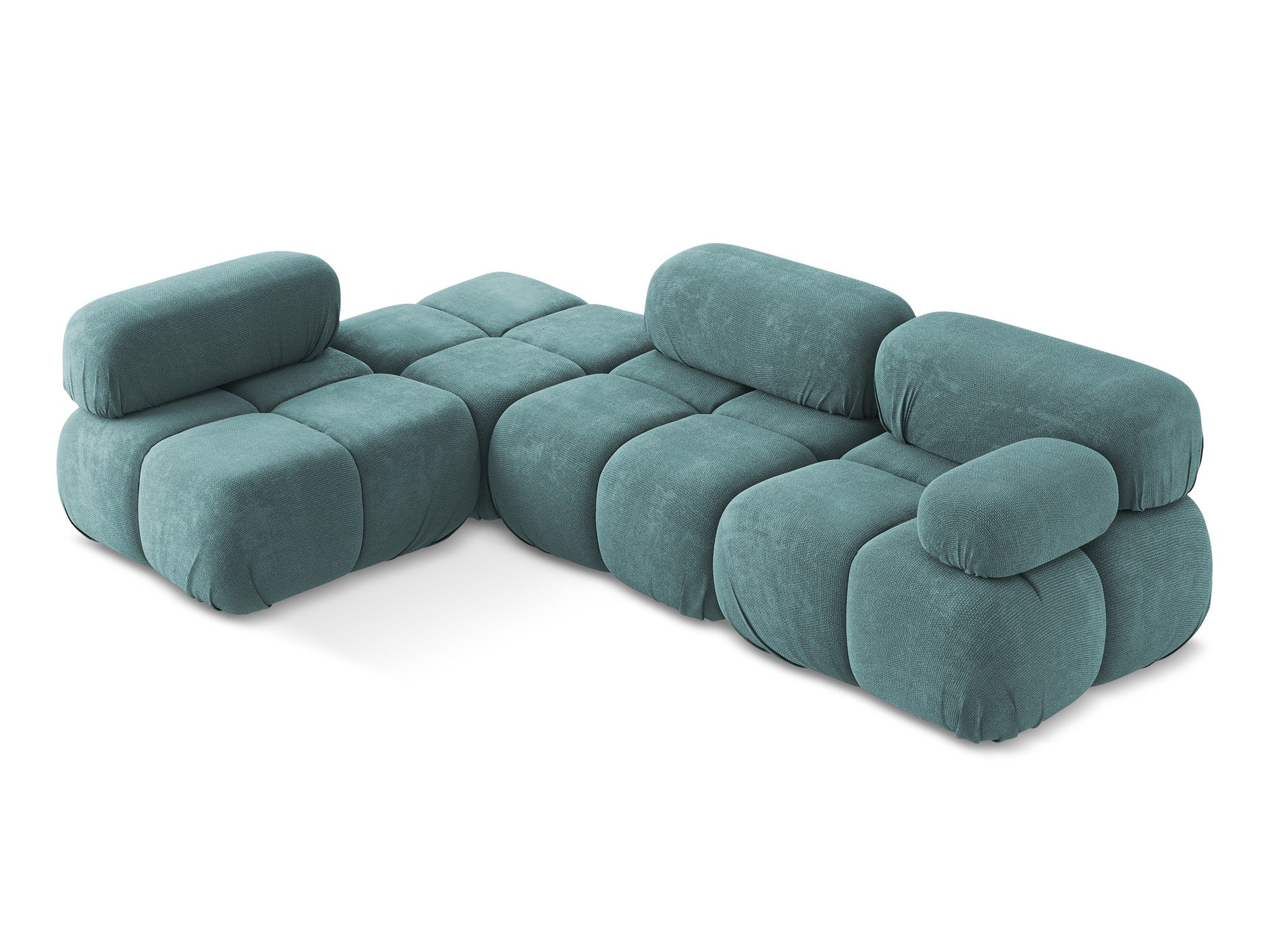 Left-sided modular corner sofa LOKUA denim blue chenille